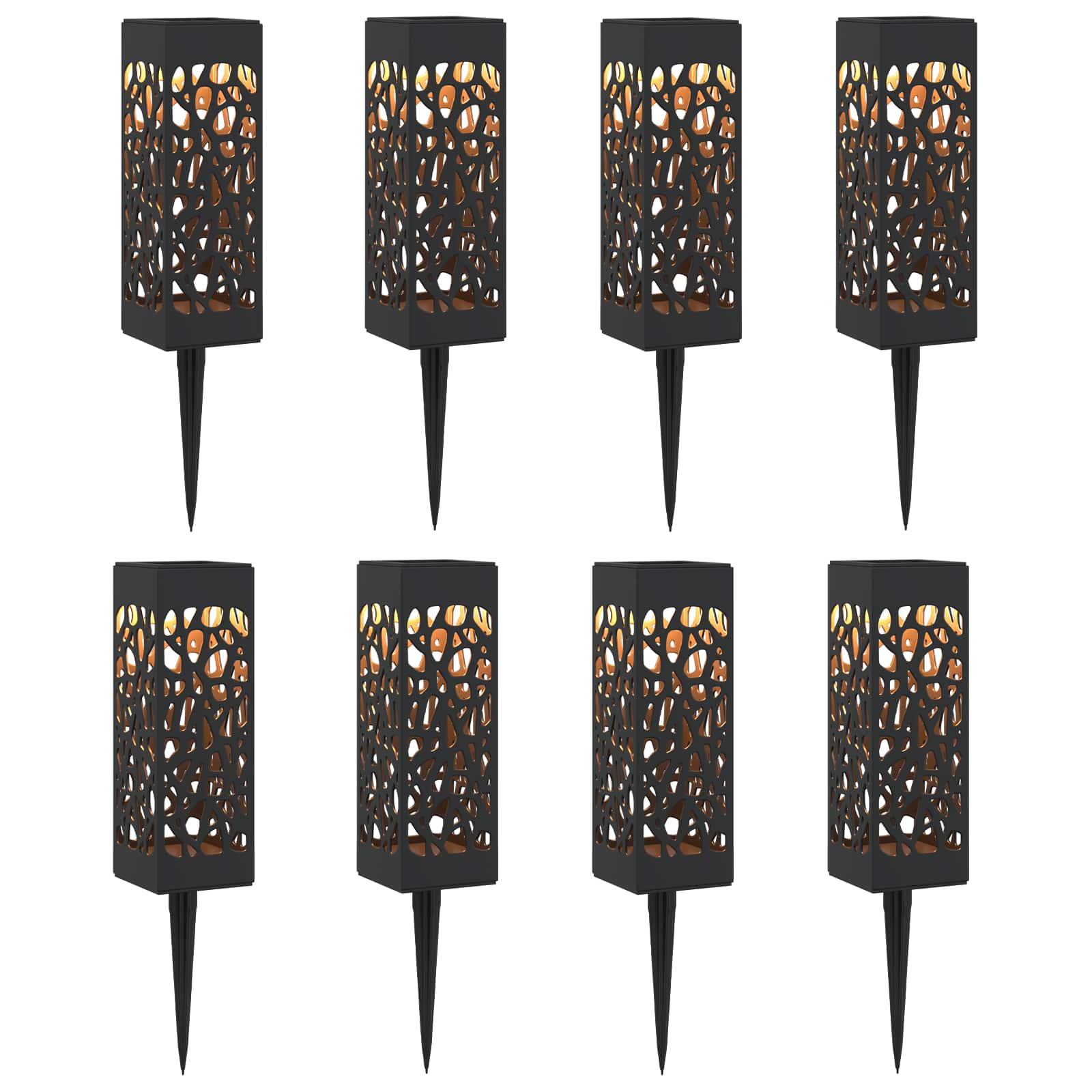 Lauko saulės šviestuvai su žemės kuolu 8 pcs Šilta balta 29 cm
