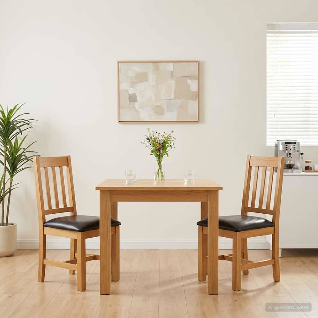 Valgomasis krėslas VENLO 2 pcs Kietas ąžuolo medis Juoda