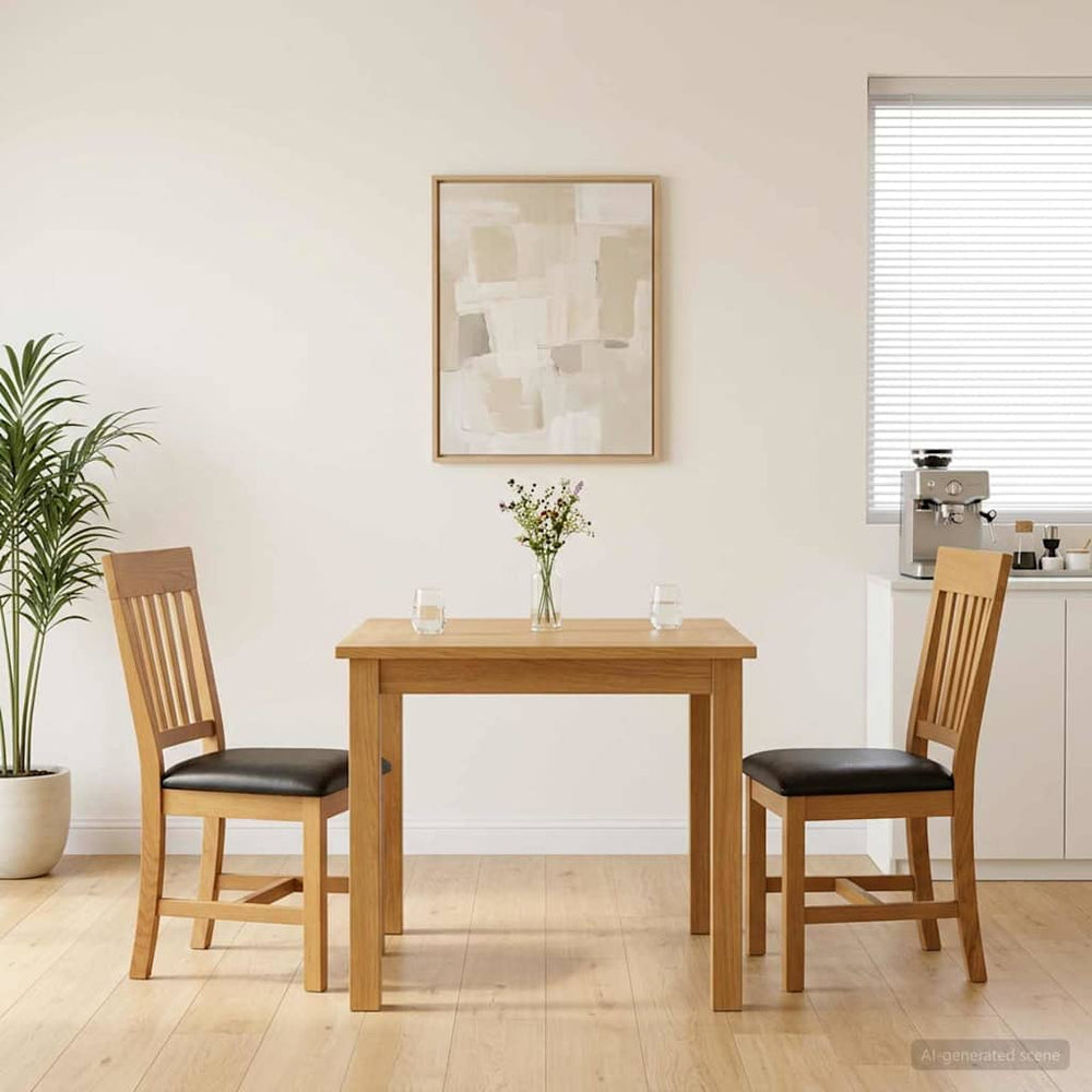 Valgomasis krėslas 2 pcs Kietas ąžuolo medis Juoda