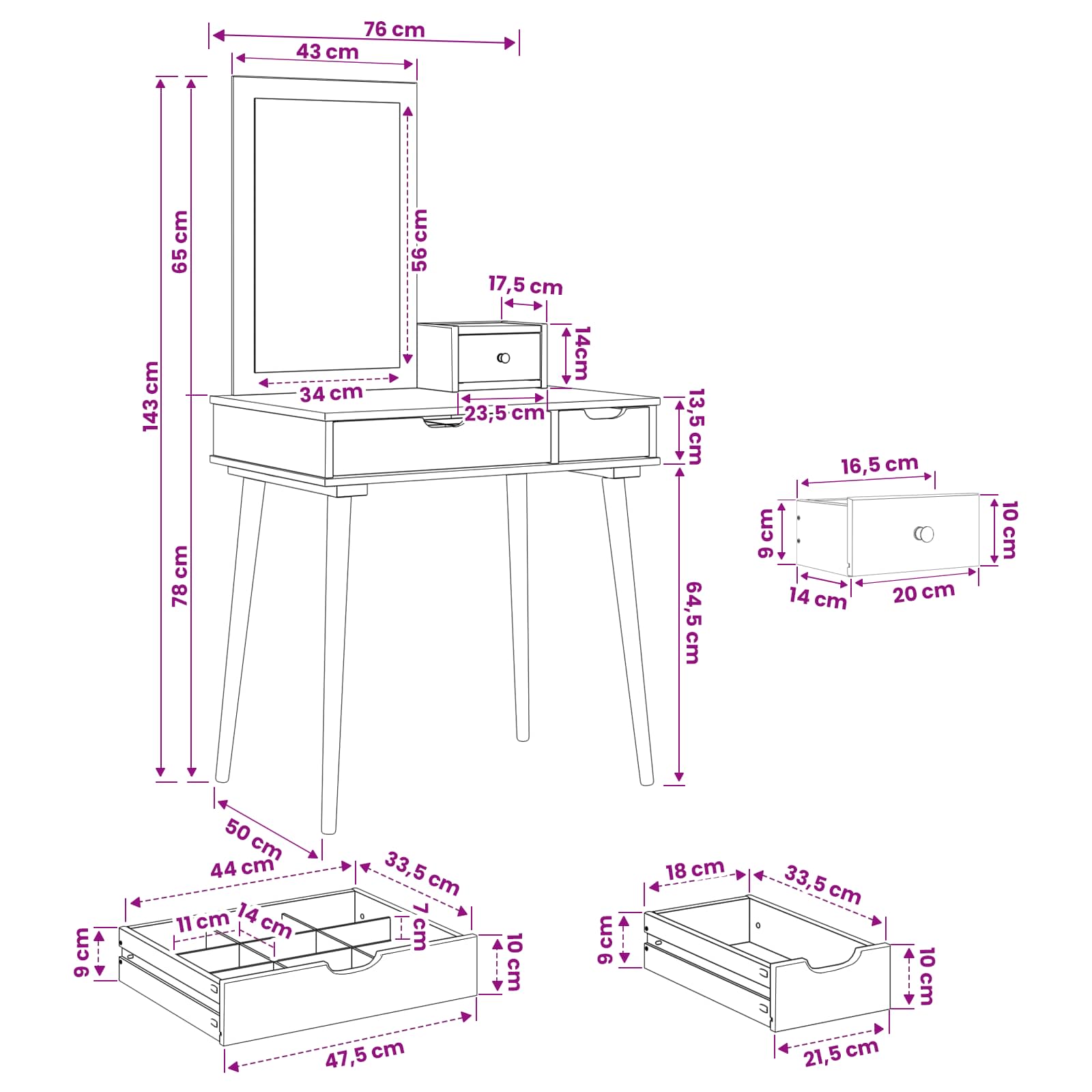 Tualetės rinkinys FAUSKE 3 pcs Balta 76 x 50 x 143 cm