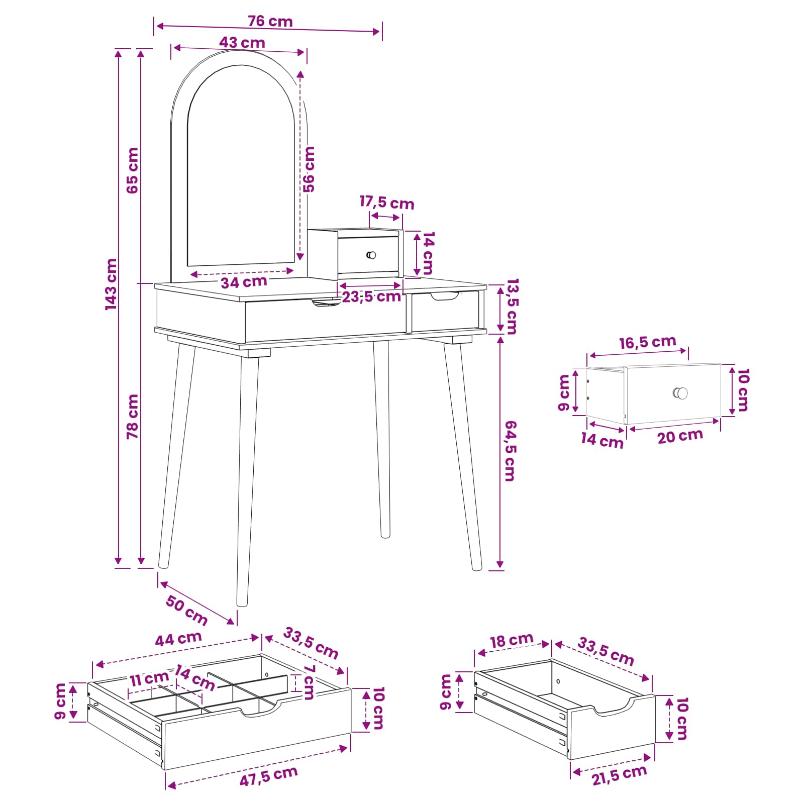 Tualetės rinkinys FAUSKE 3 pcs Balta 76 x 50 x 143 cm