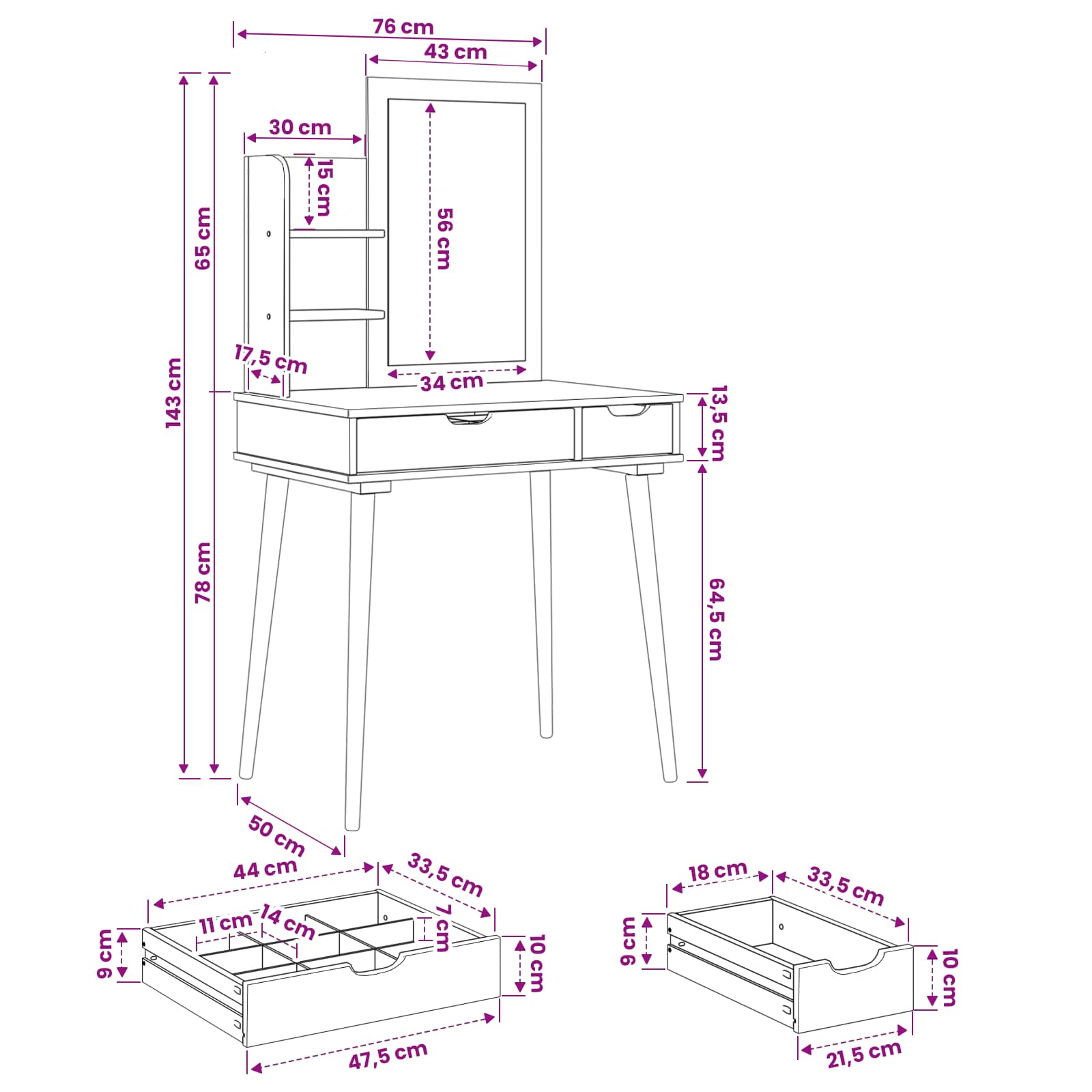 Tualetės rinkinys FAUSKE 3 pcs Balta 76 x 50 x 143 cm