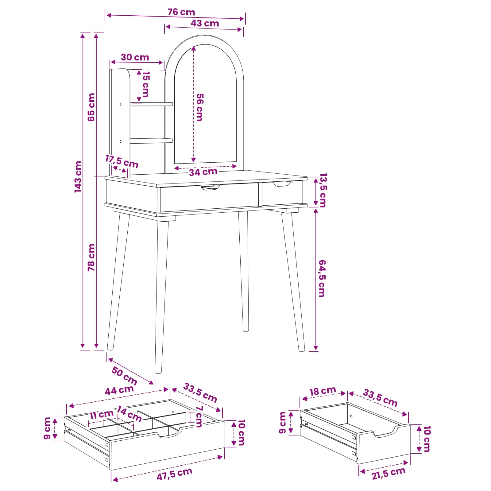 Tualetės rinkinys FAUSKE 3 pcs Balta 76 x 50 x 143 cm