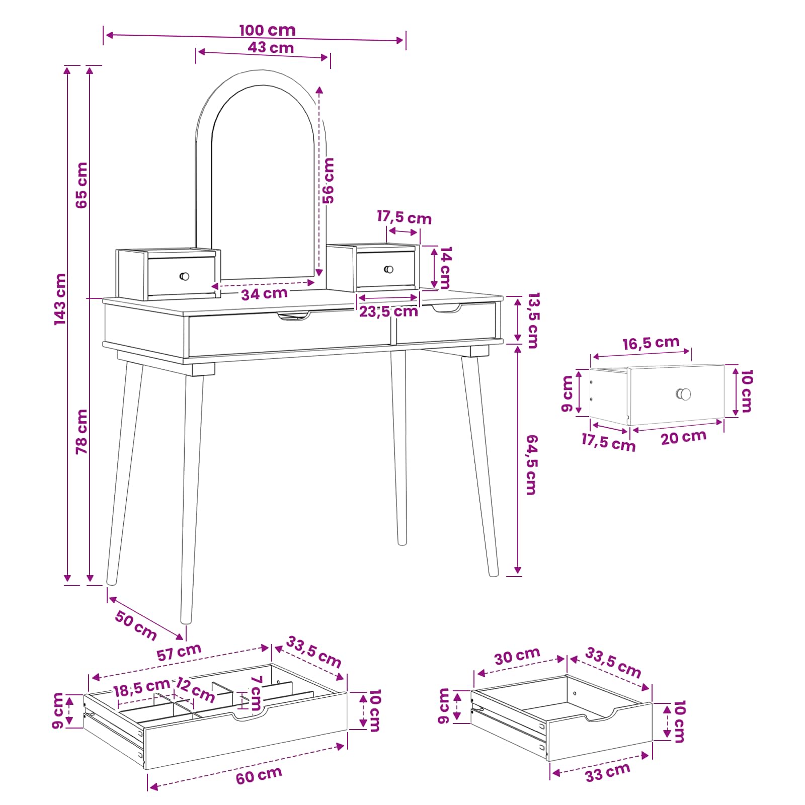 Tualetės rinkinys FAUSKE 4 pcs Balta 100 x 50 x 143 cm