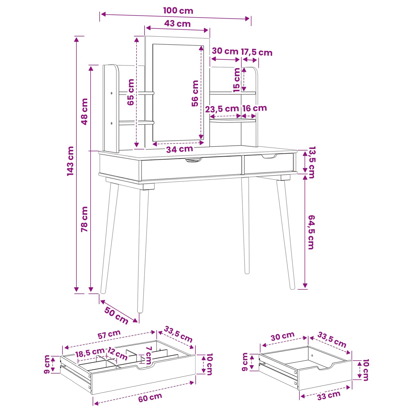 Tualetės rinkinys FAUSKE 4 pcs Balta 100 x 50 x 143 cm