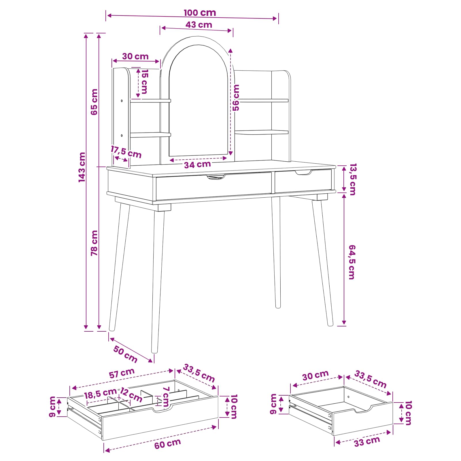 Tualetės rinkinys FAUSKE 4 pcs Balta 100 x 50 x 143 cm