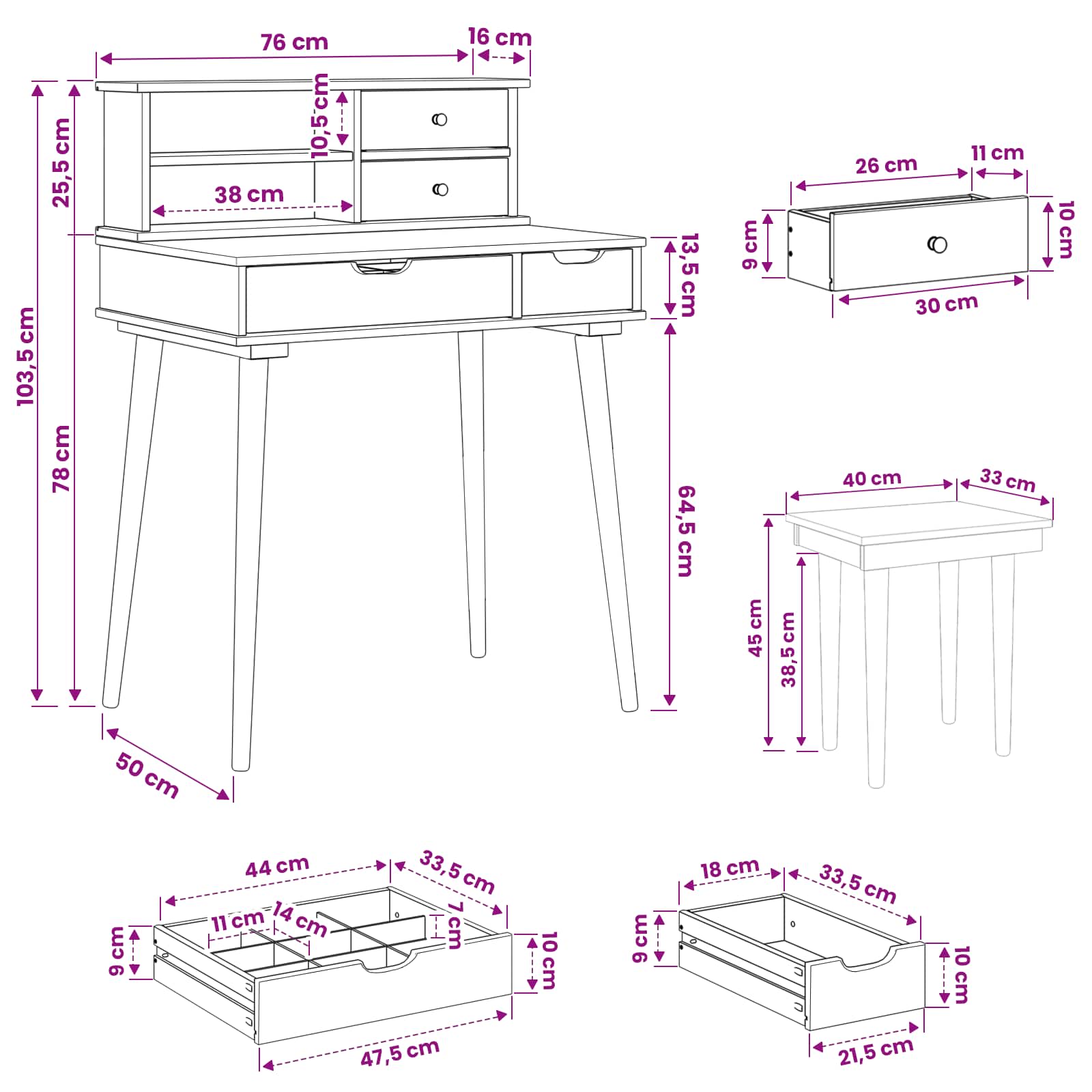 Tualetės rinkinys FAUSKE 3 pcs Balta 76 x 50 x 103,5 cm