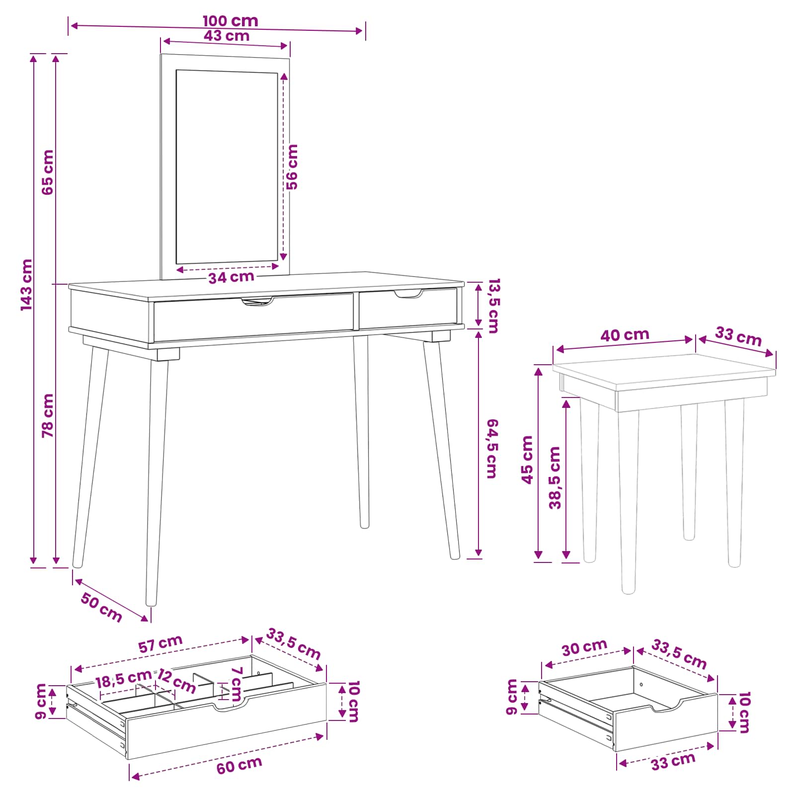 Tualetės rinkinys FAUSKE 3 pcs Balta 100 x 50 x 143 cm