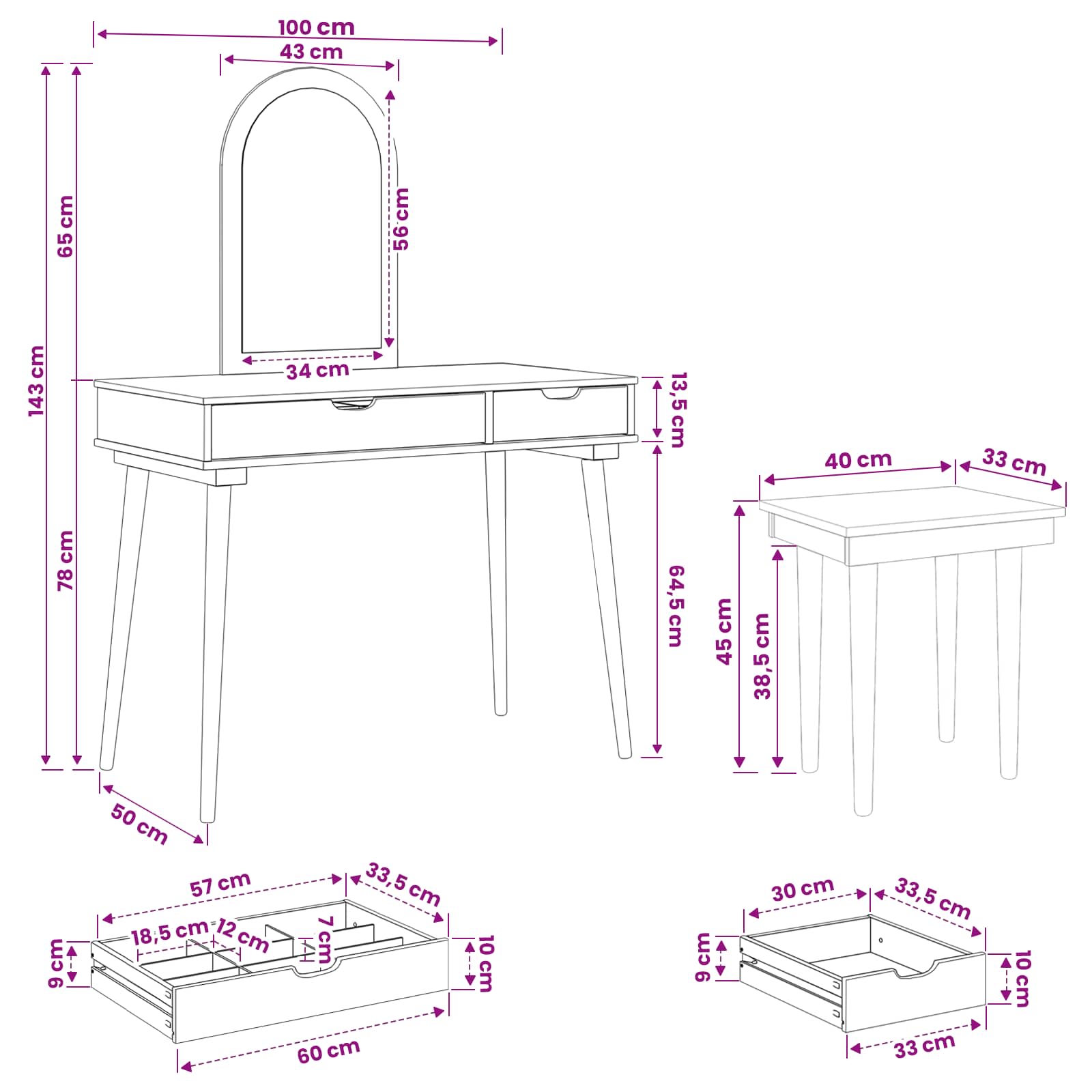 Tualetės rinkinys FAUSKE 3 pcs Balta 100 x 50 x 143 cm