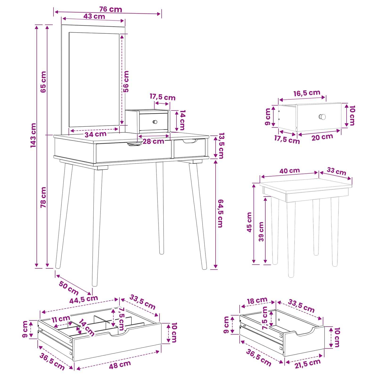 Tualetės rinkinys FAUSKE 4 pcs Balta 76 x 50 x 143 cm