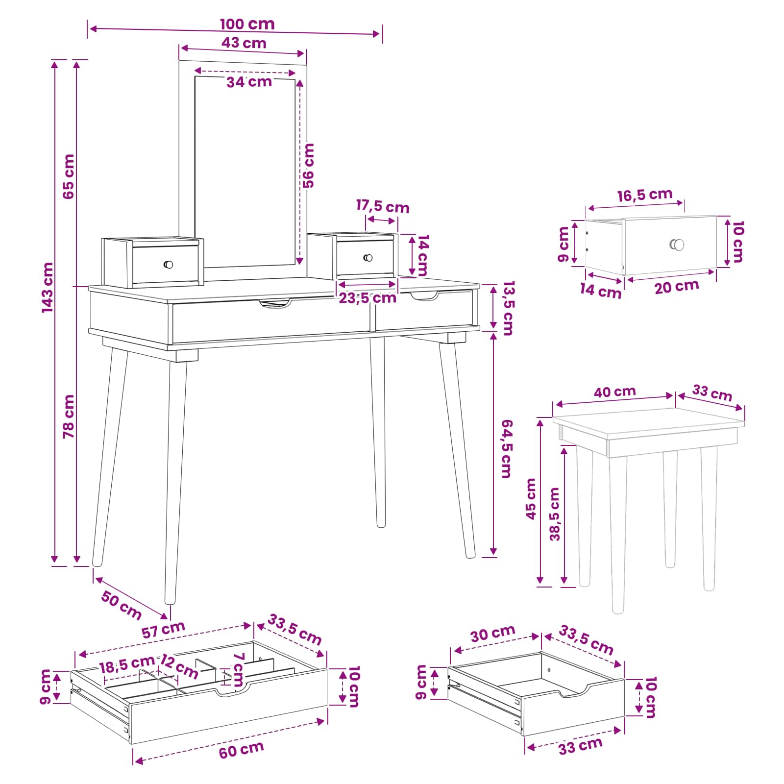 Tualetės rinkinys FAUSKE 5 pcs Balta 100 x 50 x 143 cm