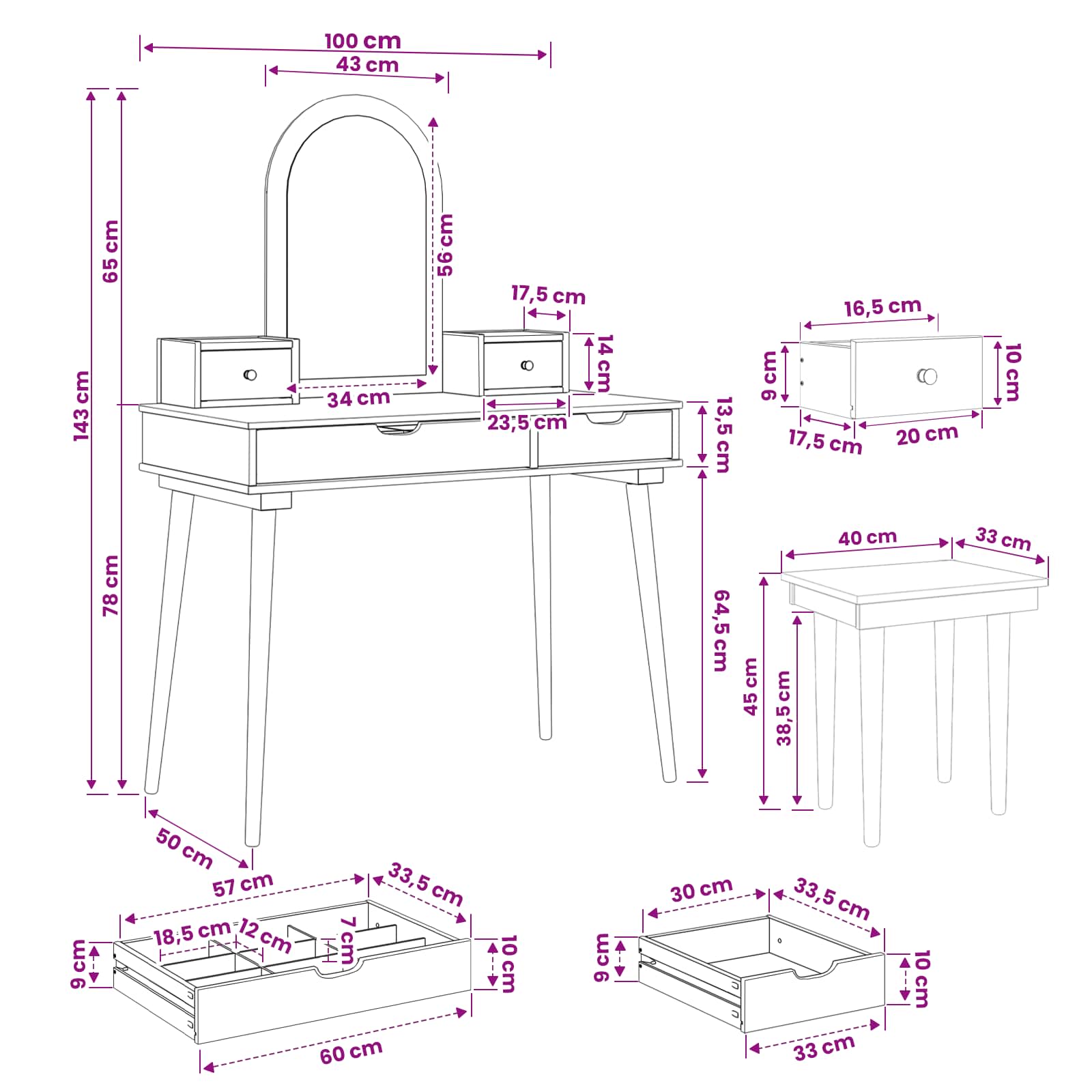Tualetės rinkinys FAUSKE 5 pcs Balta 100 x 50 x 143 cm