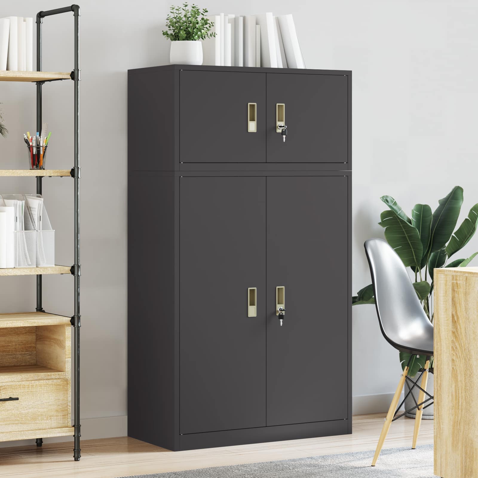 Oppbevaringsskap 2 vnt. Juodas 80 x 40 x 145 cm Plienas