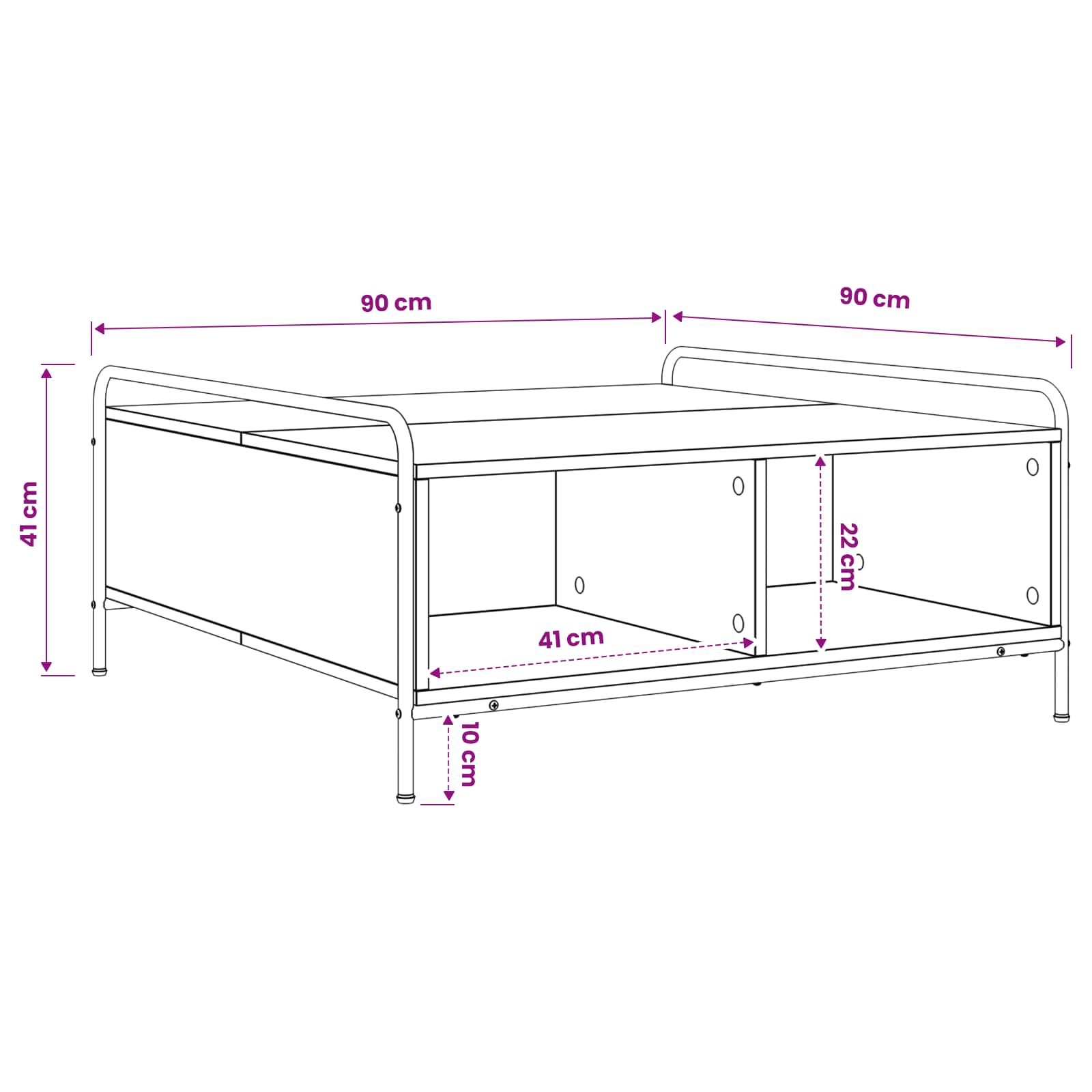 Kavos staliukas Sonoma ąžuolas 90 x 90 x 41 cm Apdirbta mediena