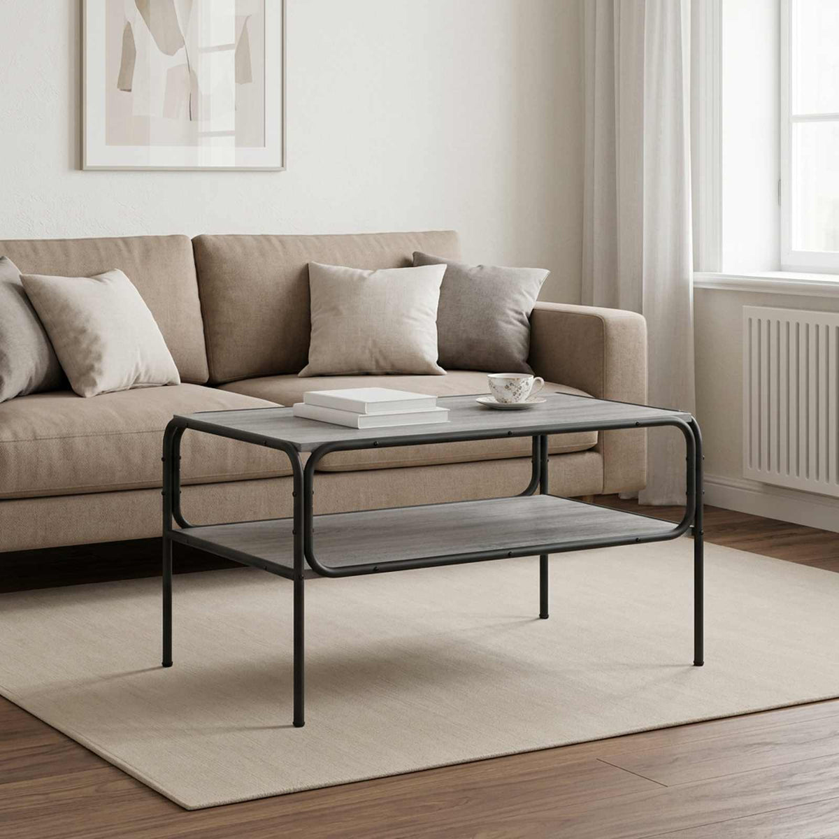 Šoninis stalas Pilka Sonoma 100 x 50 x 46 cm Apdirbta mediena