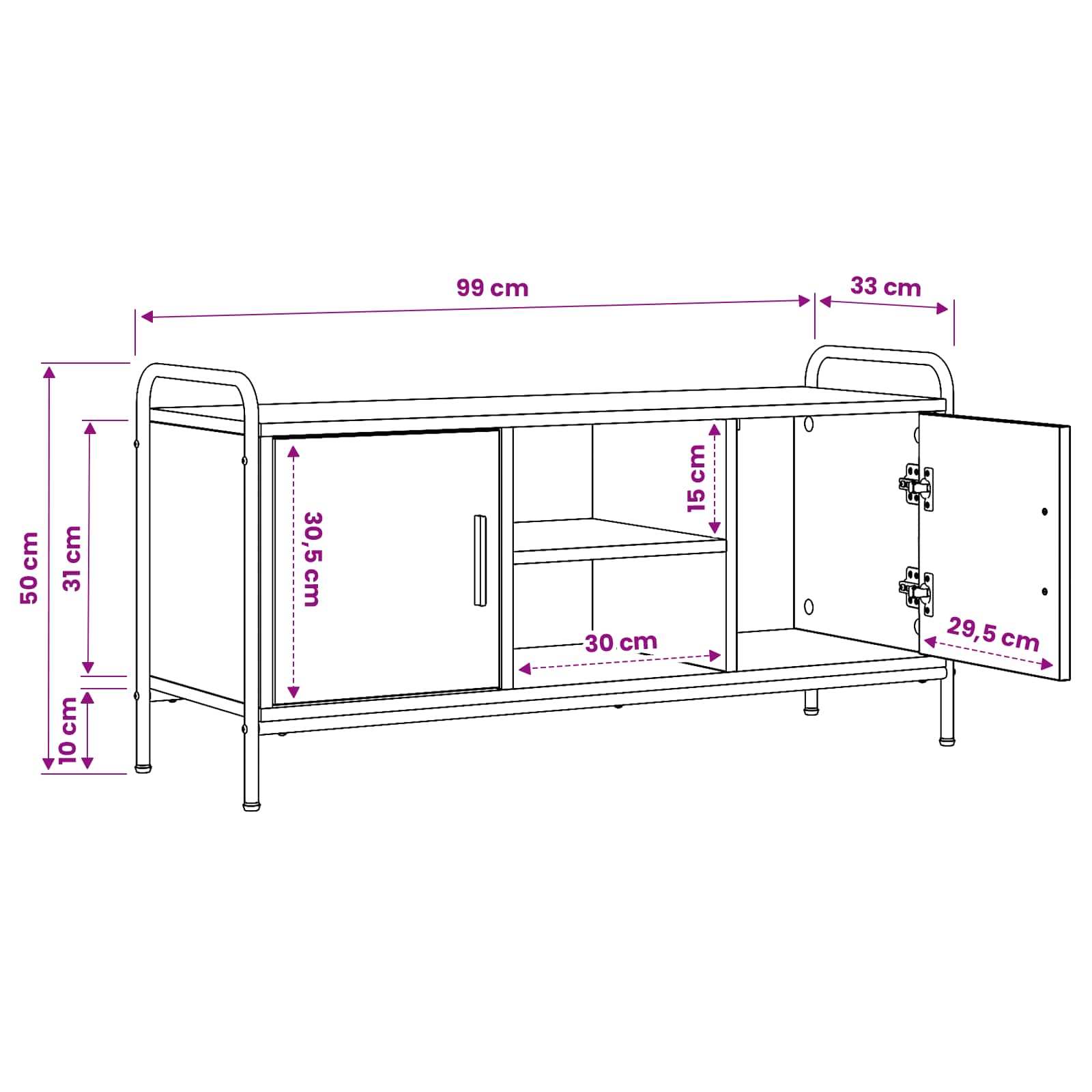 Televizoriaus spintelė 99 x 33 x 50 cm Pilka Sonoma