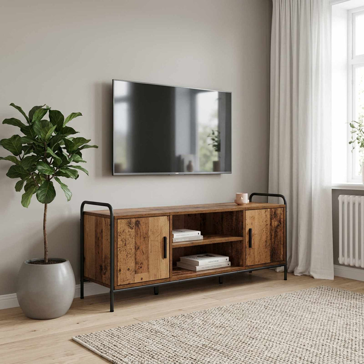 Televizoriaus spintelė 119 x 33 x 50 cm Sendintos medienos