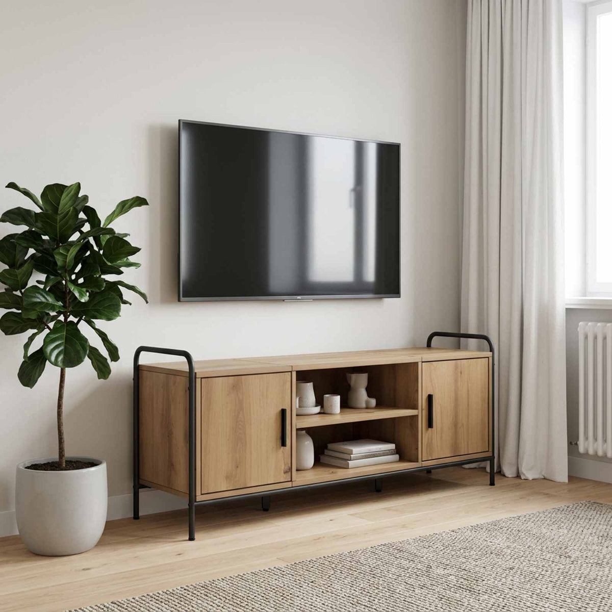 Televizoriaus spintelė 119 x 33 x 50 cm Artisano ąžuolo
