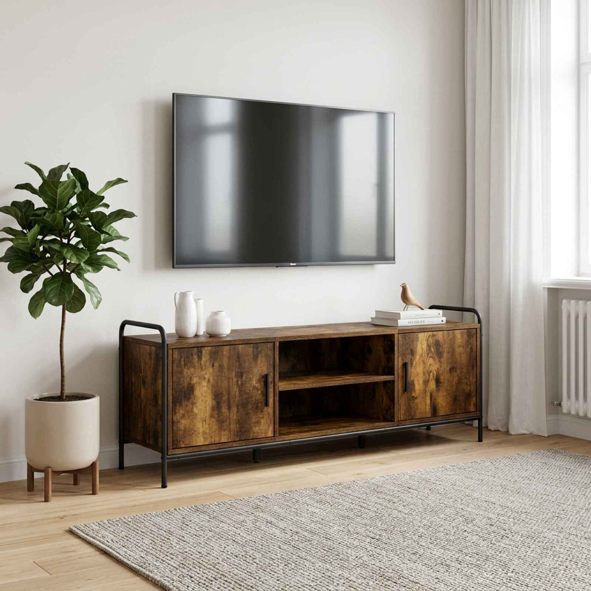 Televizoriaus spintelė 133 x 33 x 50 cm Dūminio ąžuolo