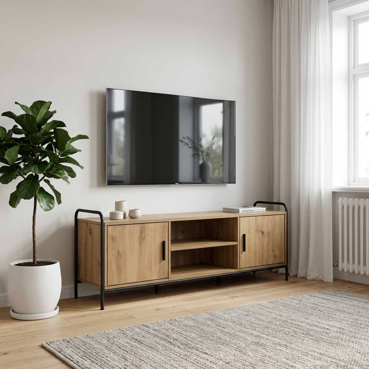 Televizoriaus spintelė 133 x 33 x 50 cm Artisano ąžuolo