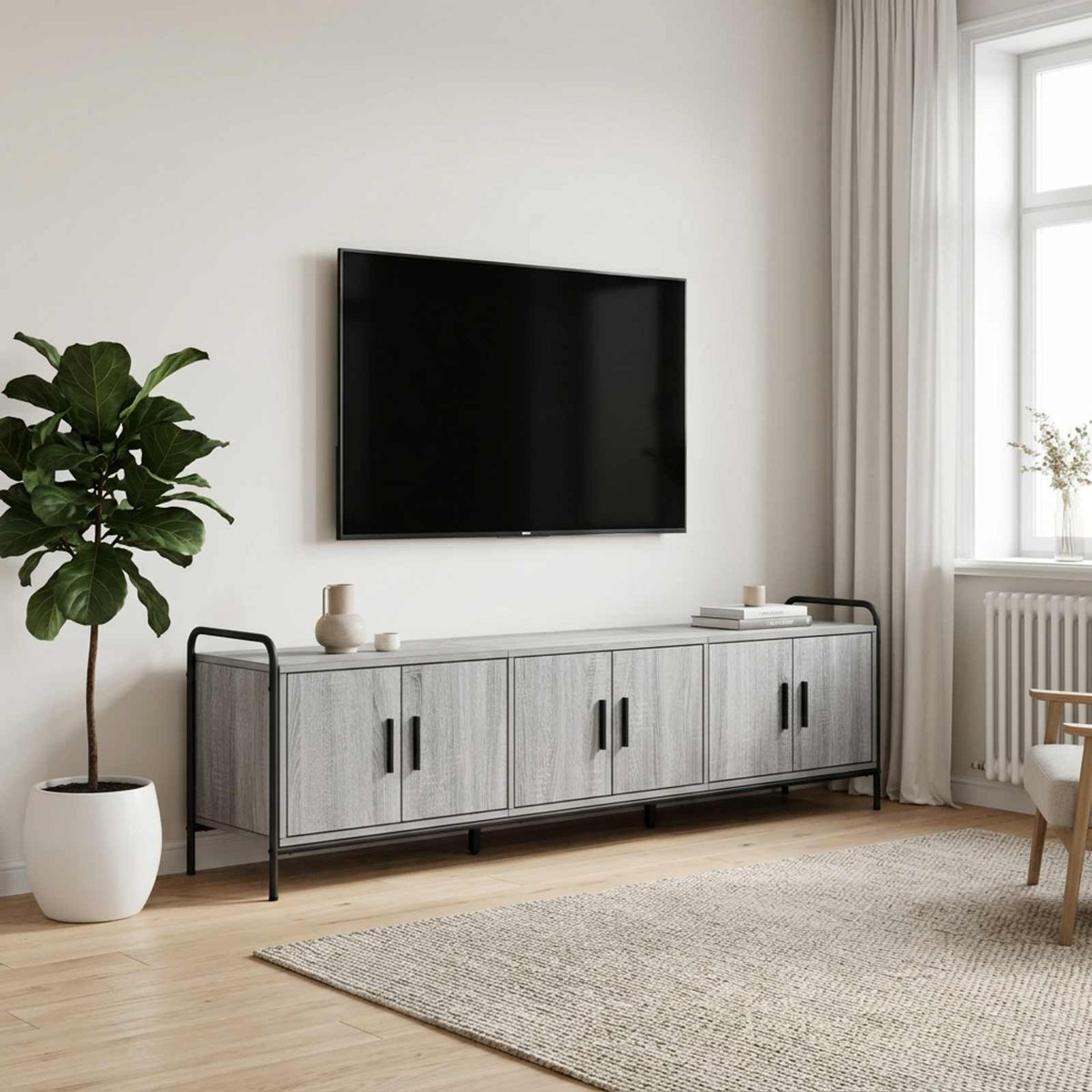 Televizoriaus spintelė 146 x 33 x 50 cm Pilka Sonoma
