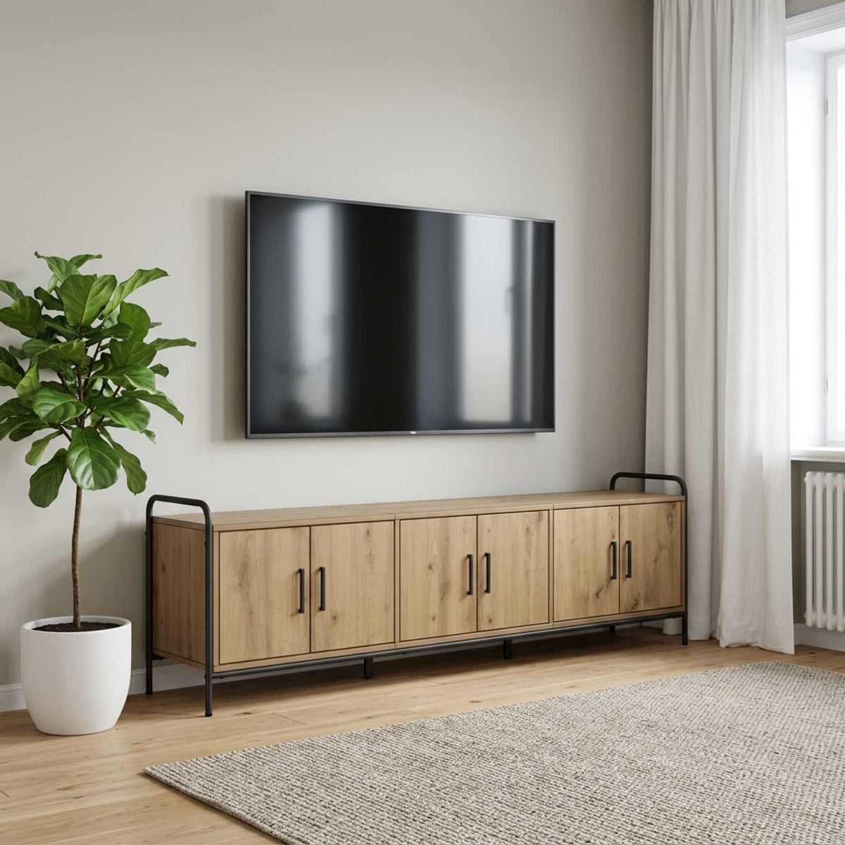 Televizoriaus spintelė 146 x 33 x 50 cm Artisano ąžuolo