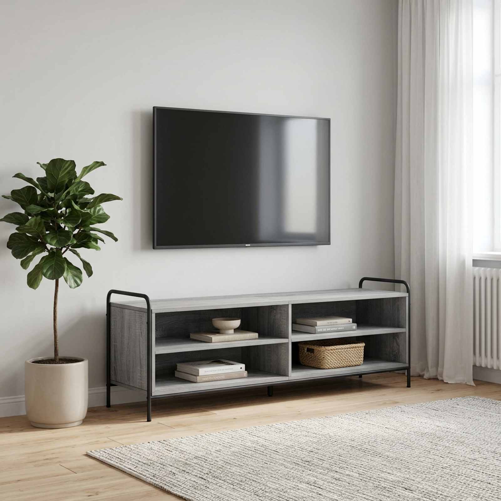 Televizoriaus spintelė 140 x 39,5 x 50 cm Pilka Sonoma