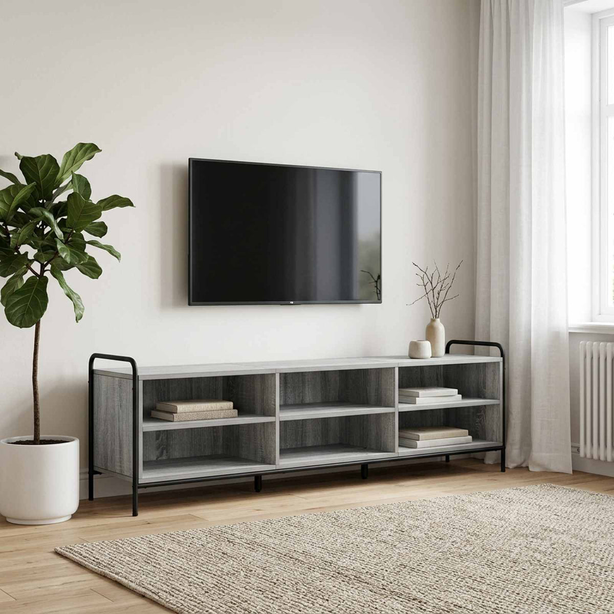 Televizoriaus spintelė 140 x 39,5 x 50 cm Pilka Sonoma
