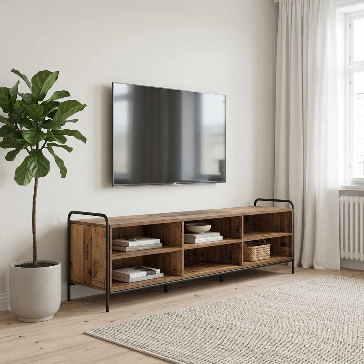Televizoriaus spintelė 140 x 39,5 x 50 cm Sendintos medienos