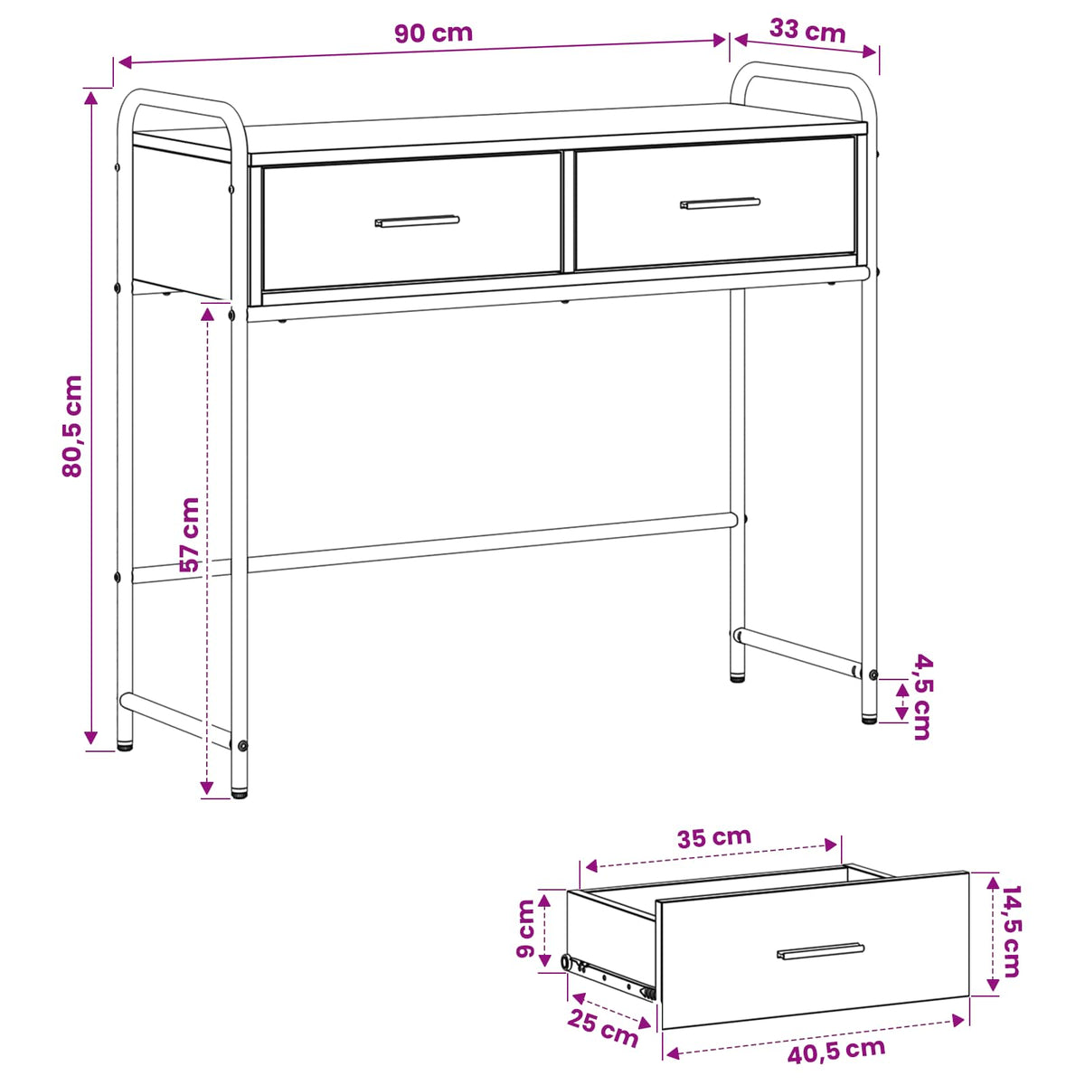 Konsolinis stalas Sendintos medienos 90 x 33 x 80,5 cm