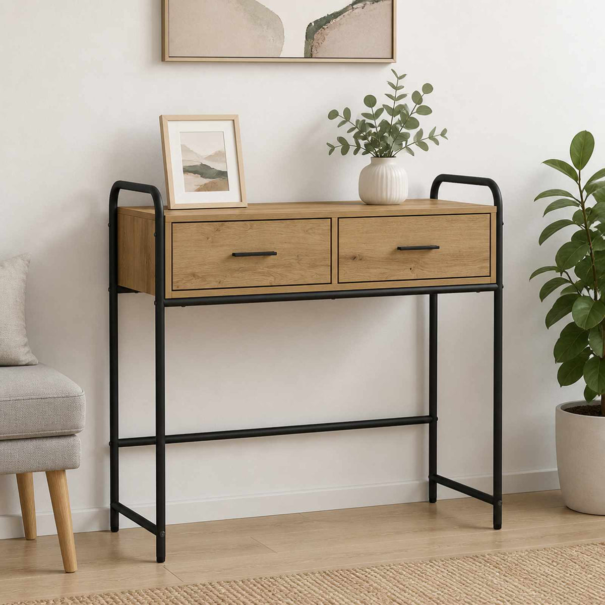Konsolinis stalas Artisano ąžuolo 90 x 33 x 80,5 cm