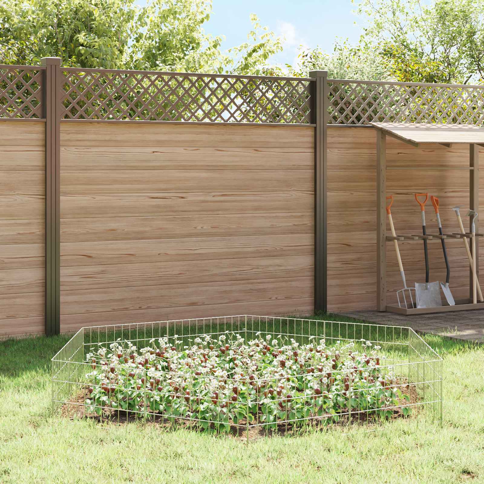 Sodo tvora su kuoliukais 12 pcs 55 x 30 cm Mesh Sidabrinė