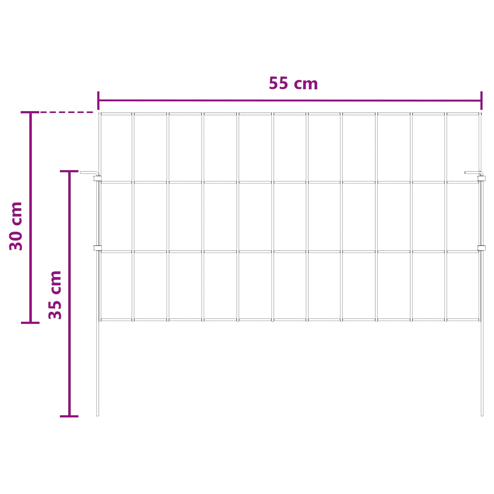 Sodo tvora su kuoliukais 12 pcs 55 x 30 cm Mesh Sidabrinė