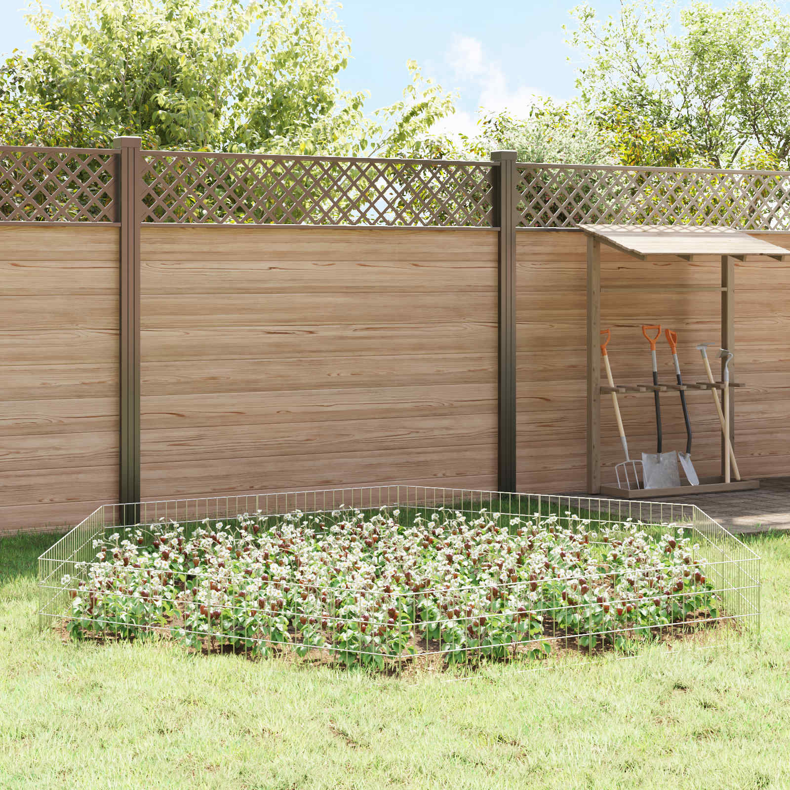 Sodo tvora su kuoliukais 12 pcs 75 x 30 cm Mesh Sidabrinė