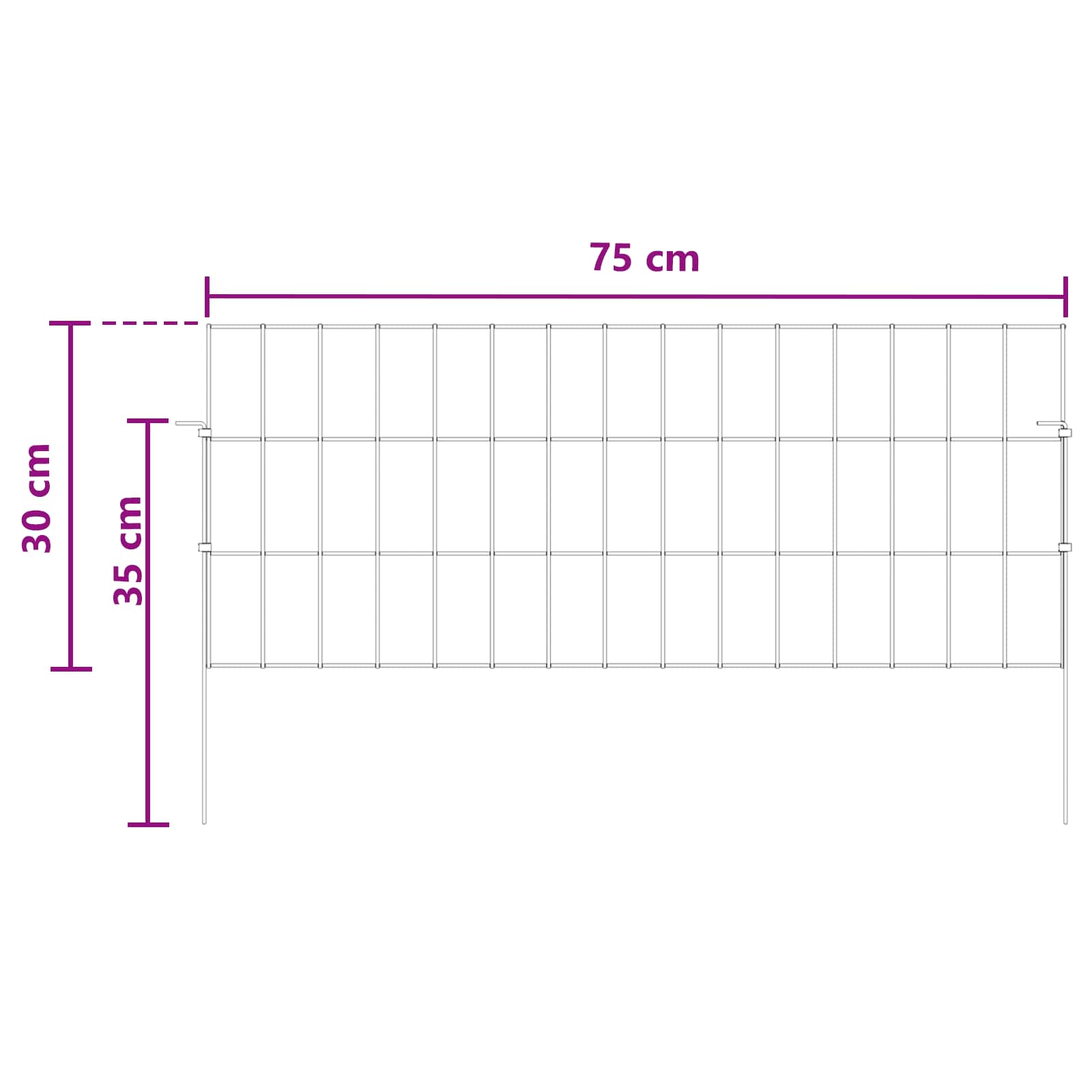 Sodo tvora su kuoliukais 12 pcs 75 x 30 cm Mesh Sidabrinė