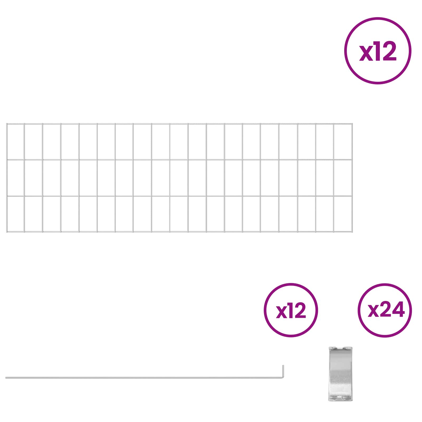 Sodo tvora su kuoliukais 12 pcs 95 x 30 cm Mesh Sidabrinė