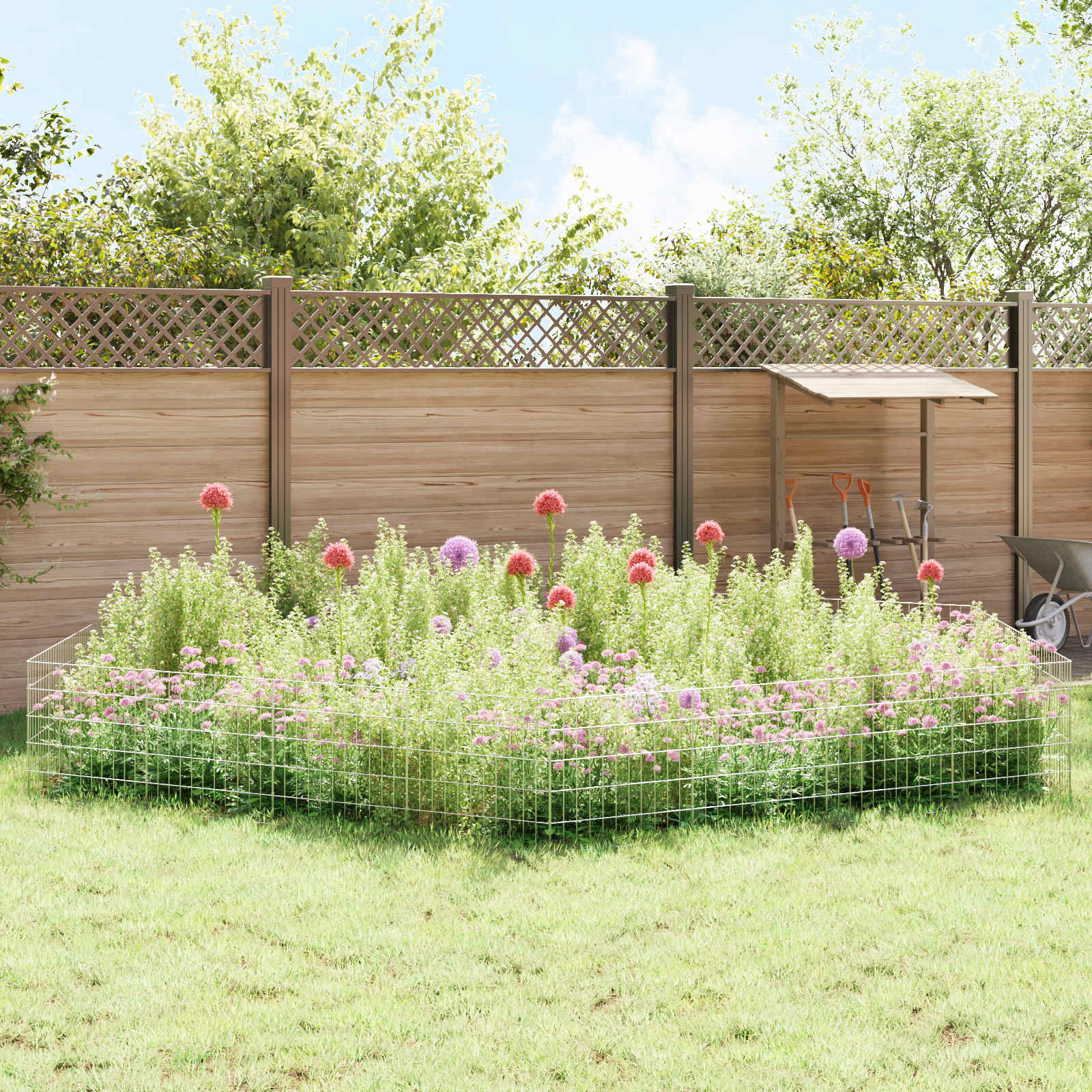 Sodo tvora su kuoliukais 24 pcs 55 x 50 cm Mesh Sidabrinė