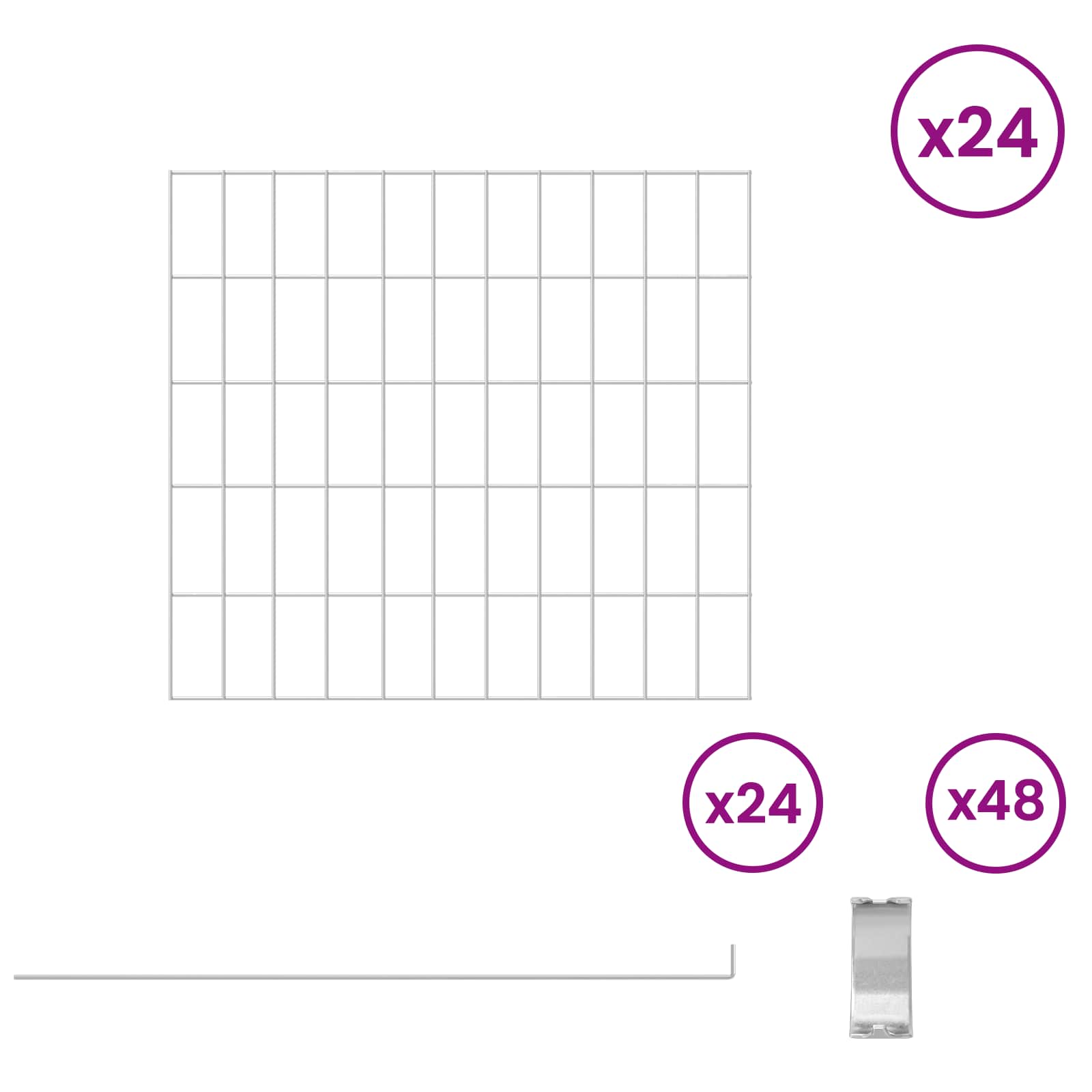 Sodo tvora su kuoliukais 24 pcs 55 x 50 cm Mesh Sidabrinė