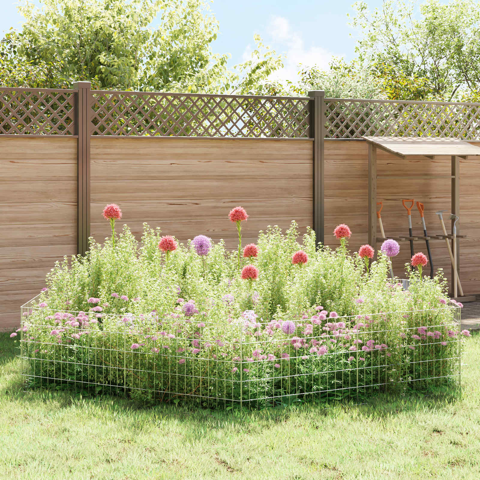 Sodo tvora su kuoliukais 12 pcs 75 x 50 cm Mesh Sidabrinė