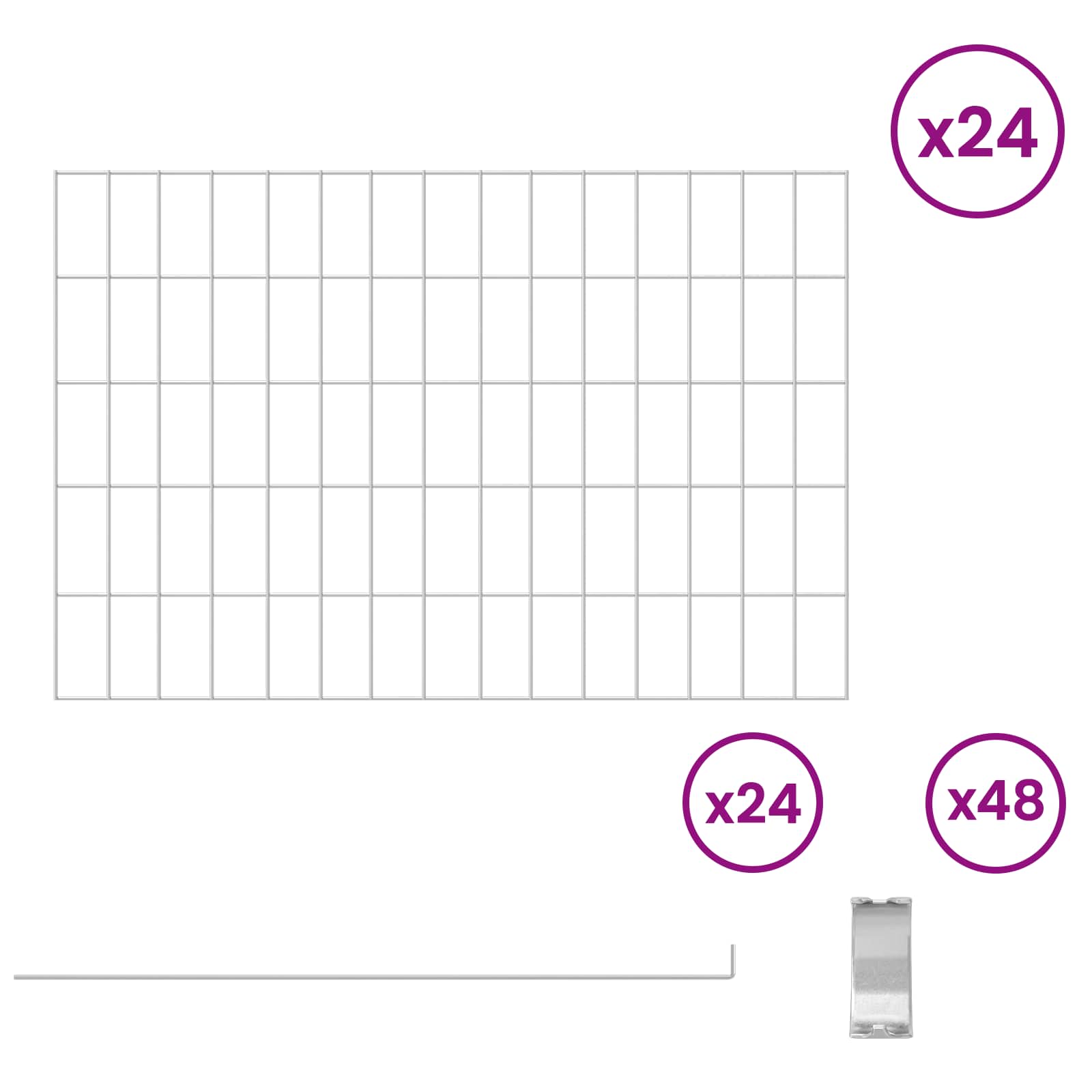 Sodo tvora su kuoliukais 24 pcs 75 x 50 cm Mesh Sidabrinė
