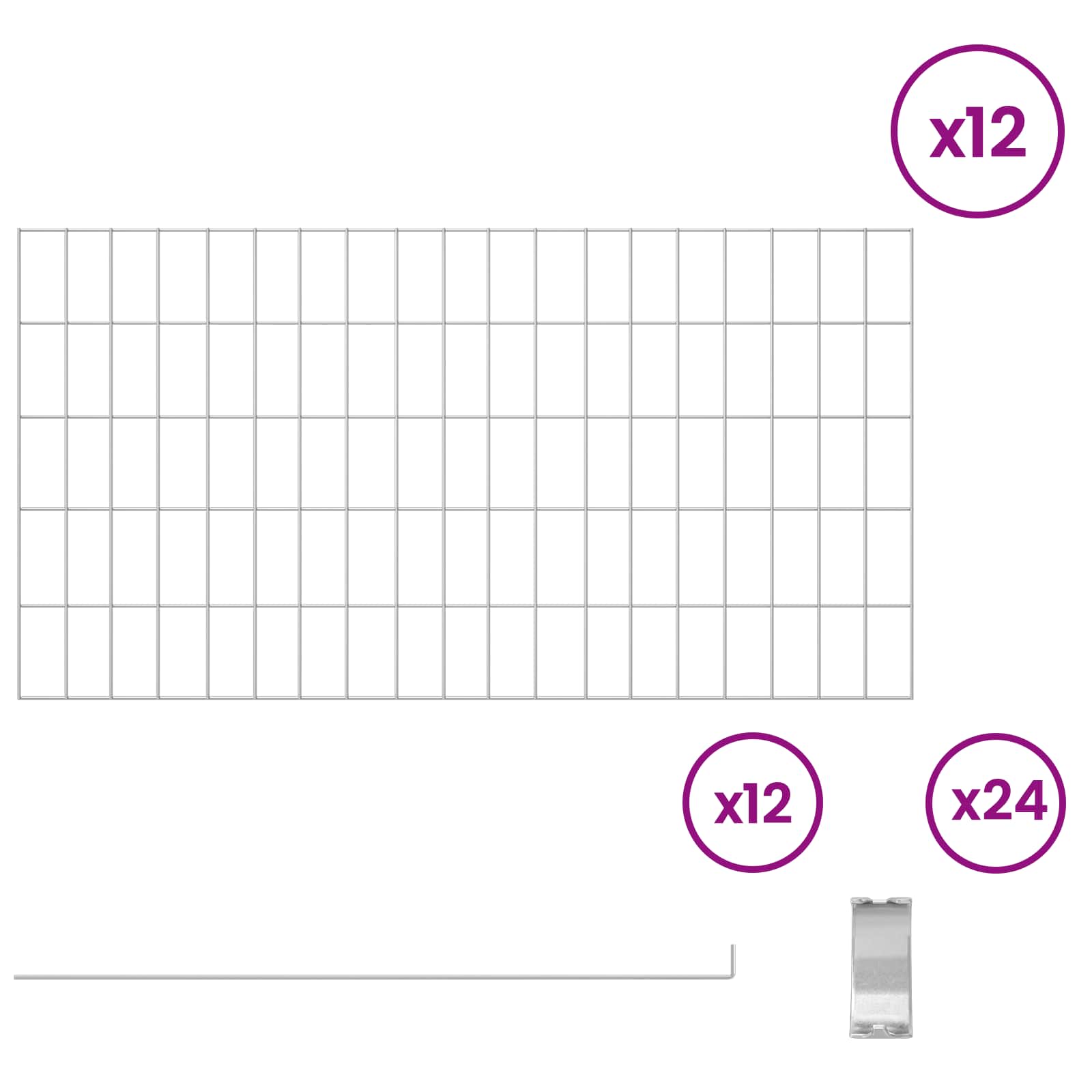 Sodo tvora su kuoliukais 12 pcs 95 x 50 cm Mesh Sidabrinė