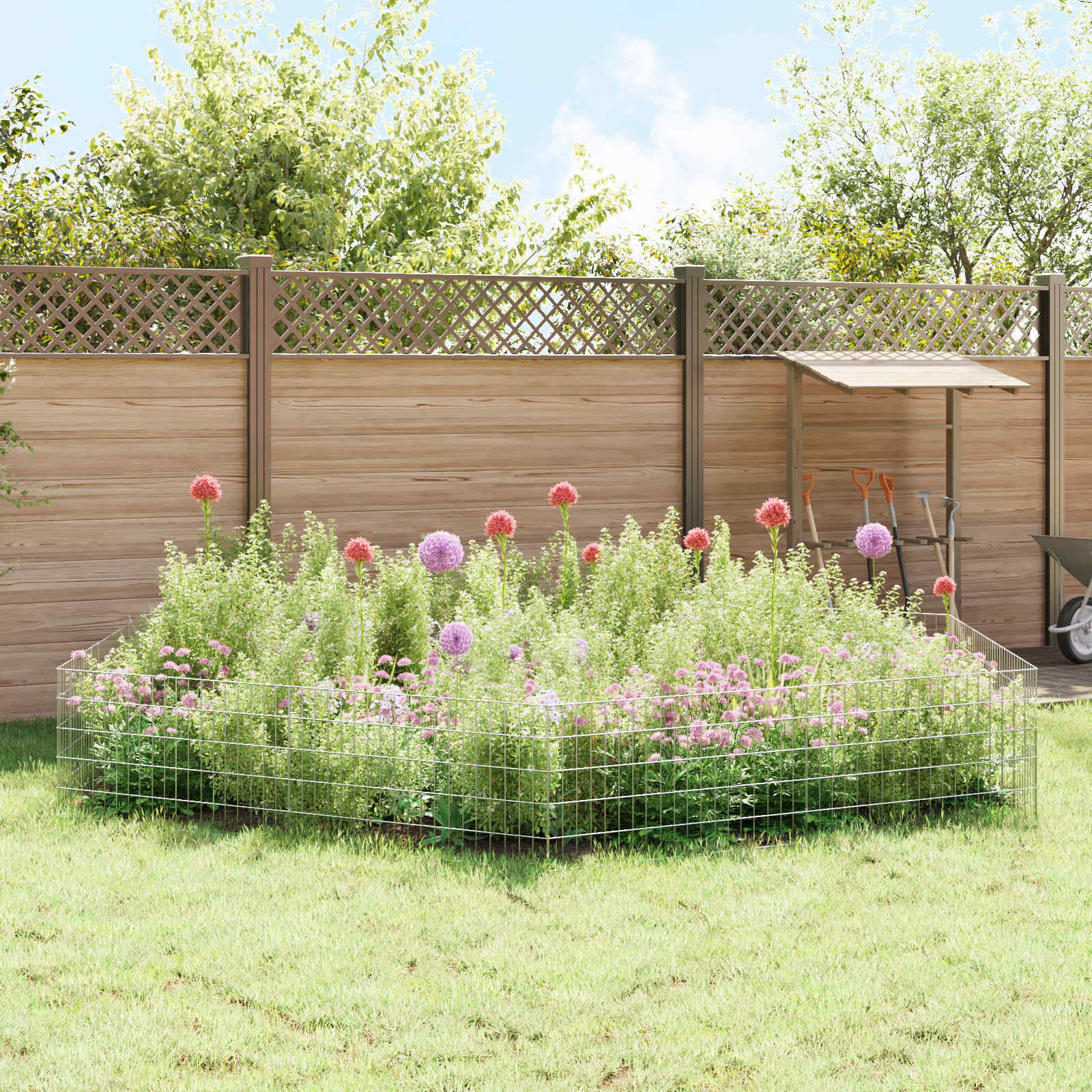 Sodo tvora su kuoliukais 24 pcs 95 x 50 cm Mesh Sidabrinė