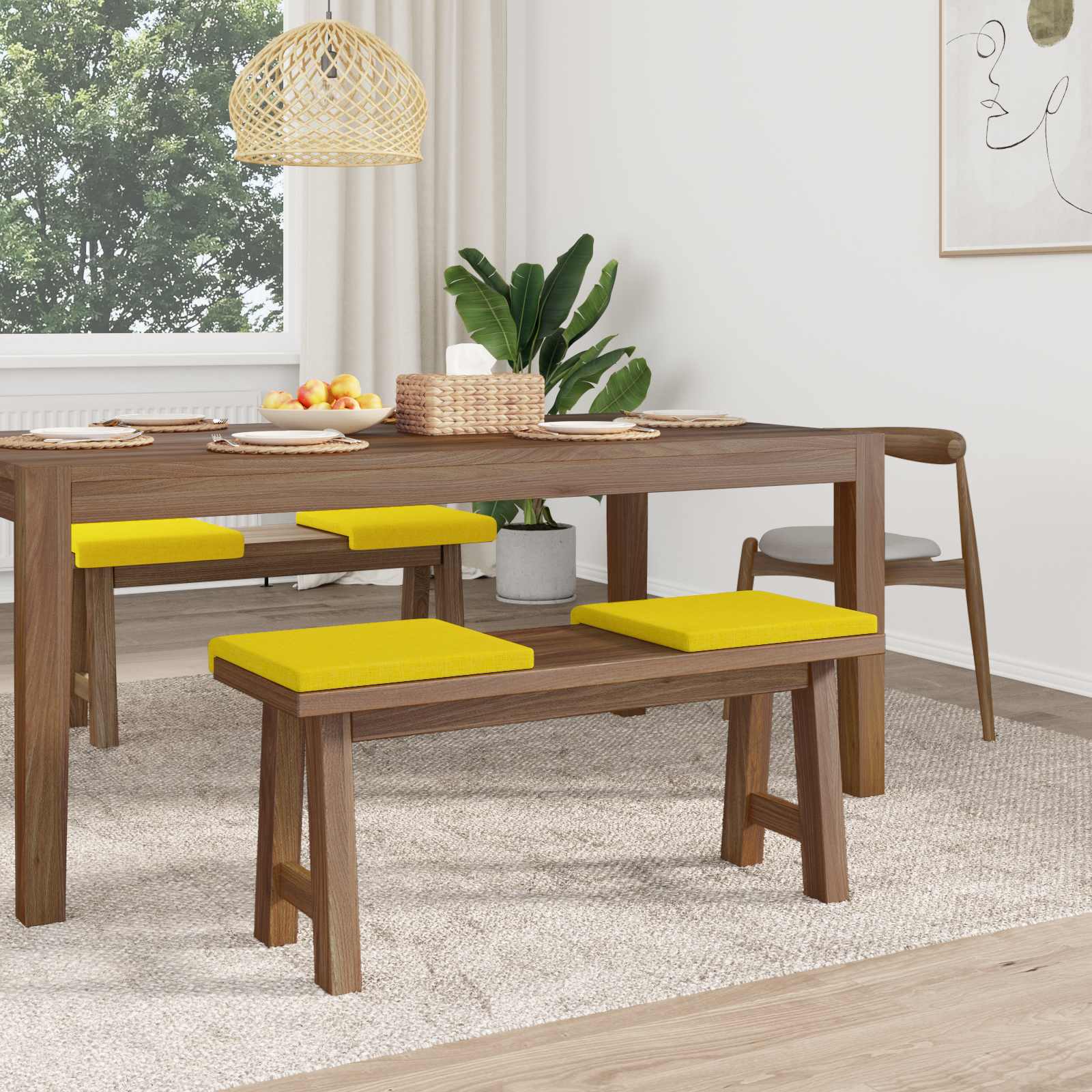 Suoliuko pagalvė 4 pcs Audinys Šviesi geltona Gylis 35 cm