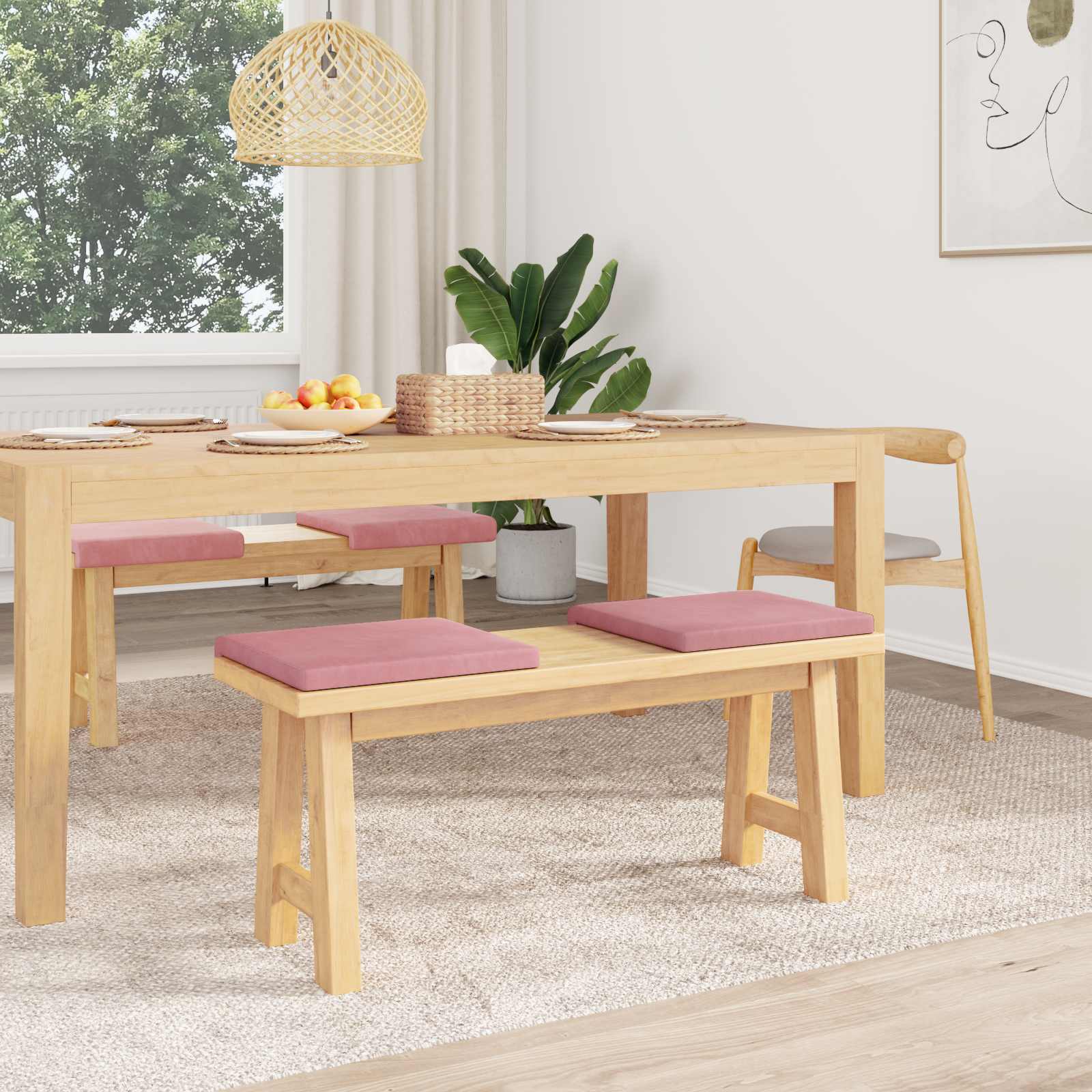 Suoliuko pagalvė 4 pcs Aksomas Rožinė Gylis 35 cm