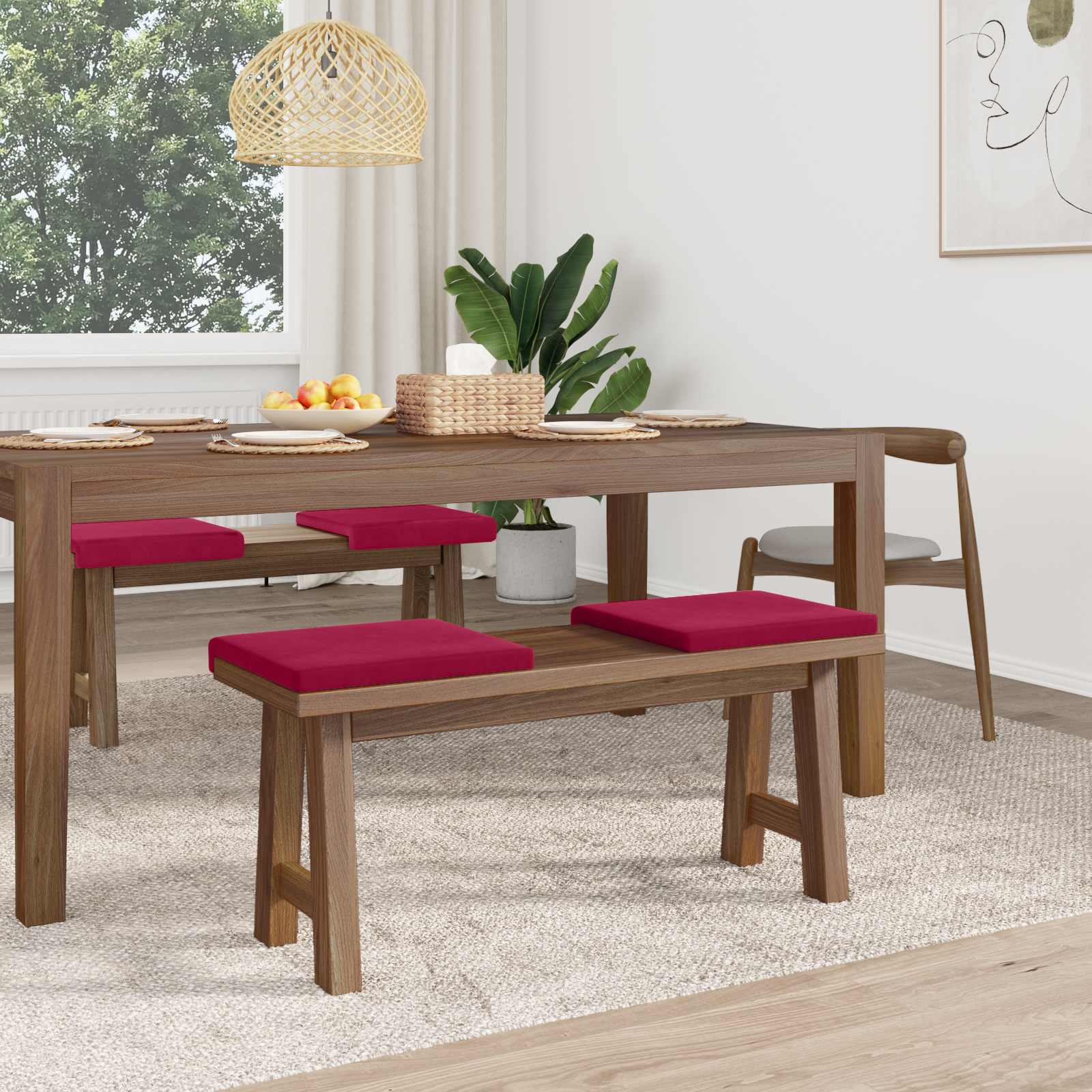Suoliuko pagalvė 4 pcs Aksomas Vyno raudona Gylis 35 cm
