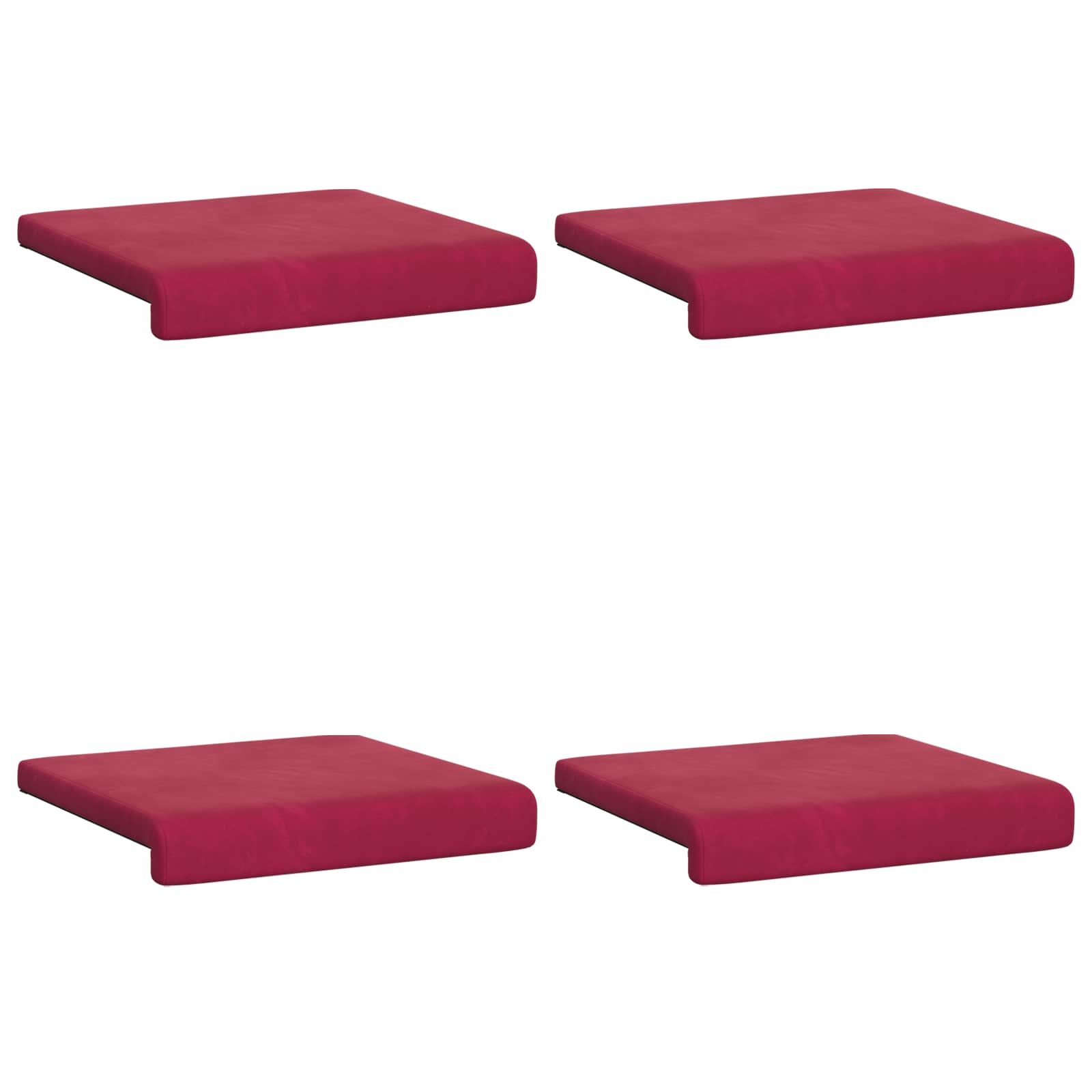 Suoliuko pagalvė 4 pcs Aksomas Vyno raudona Gylis 35 cm