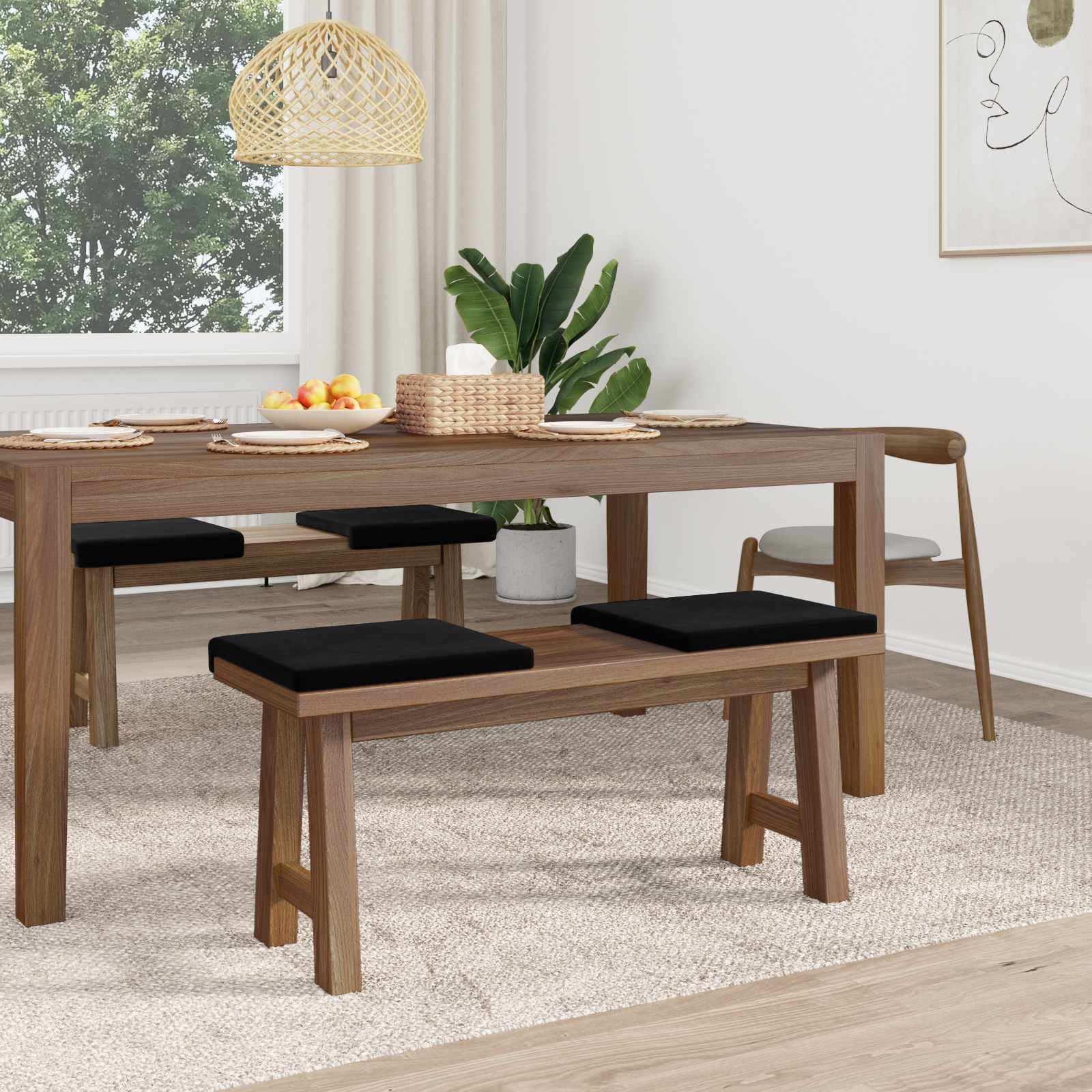 Suoliuko pagalvė 4 pcs Aksomas Juoda Gylis 35 cm