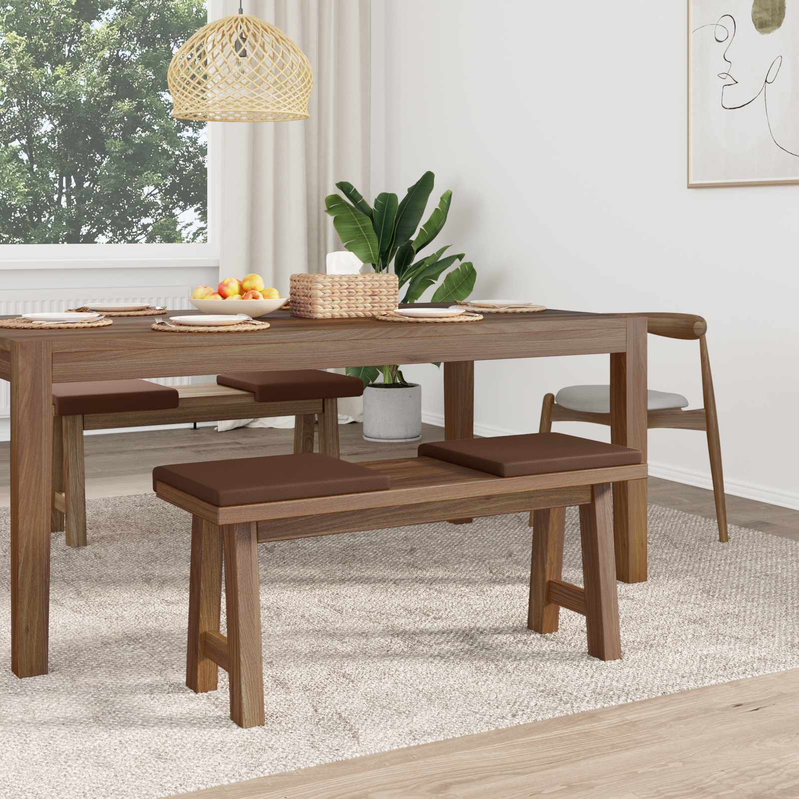 Suoliuko pagalvė 4 pcs Dirbtinė oda Ruda Gylis 35 cm