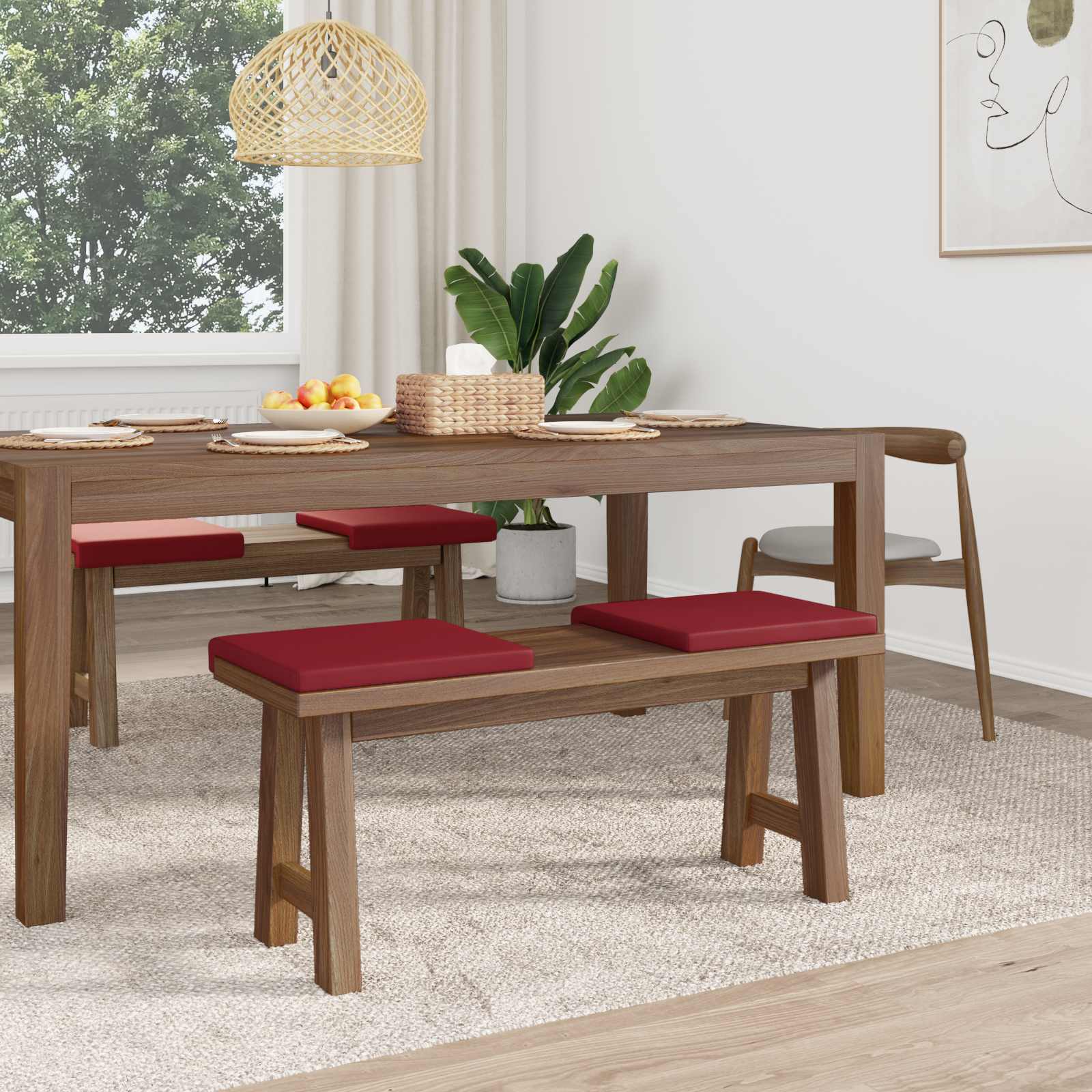 Suoliuko pagalvė 4 pcs Dirbtinė oda Vyno raudona Gylis 35 cm