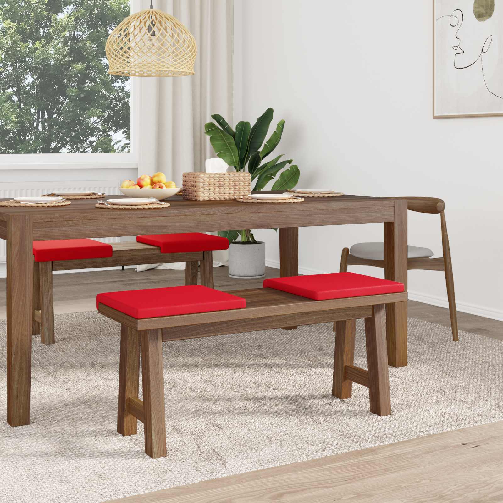 Suoliuko pagalvė 4 pcs Dirbtinė oda Raudona Gylis 35 cm